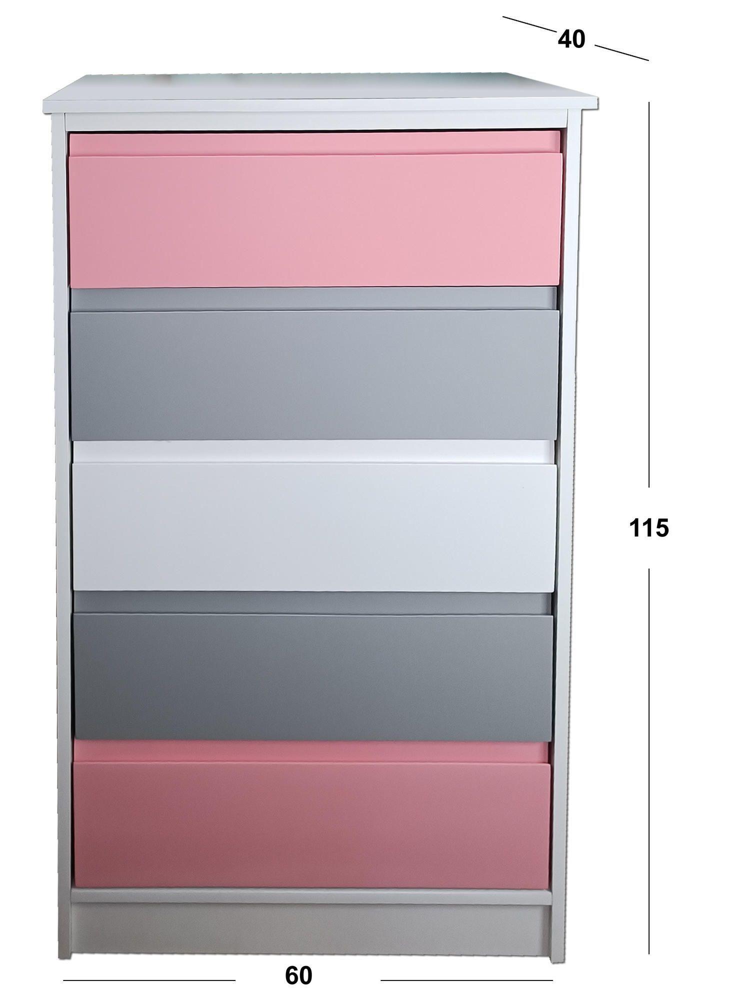 Cajonera 5 Cajones Rosado Gris Blanco Premium-3
