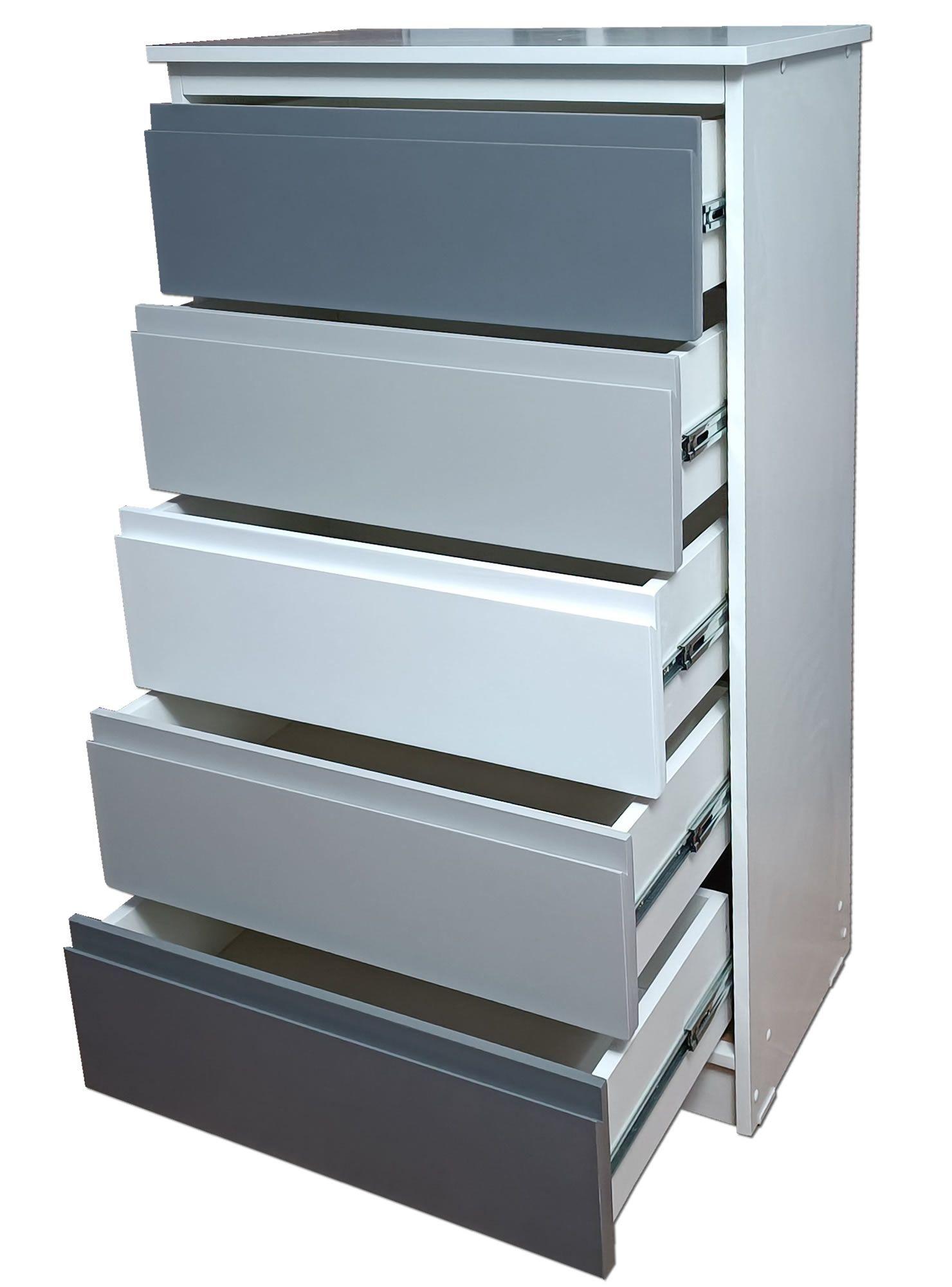 Cajonera 5 Cajones Gris Grafito Blanco Premium-2