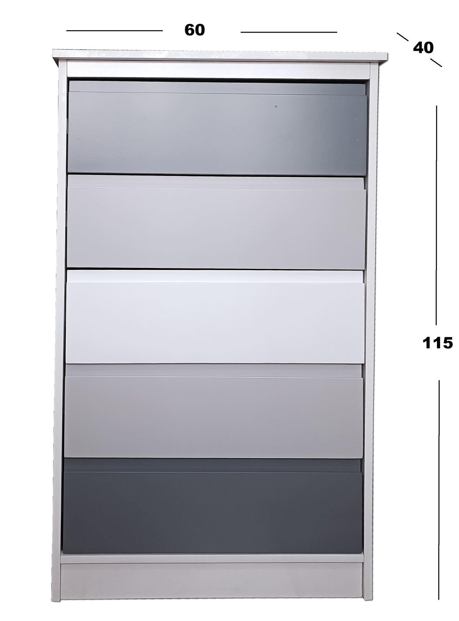 Cajonera 5 Cajones Gris Grafito Blanco Premium-3