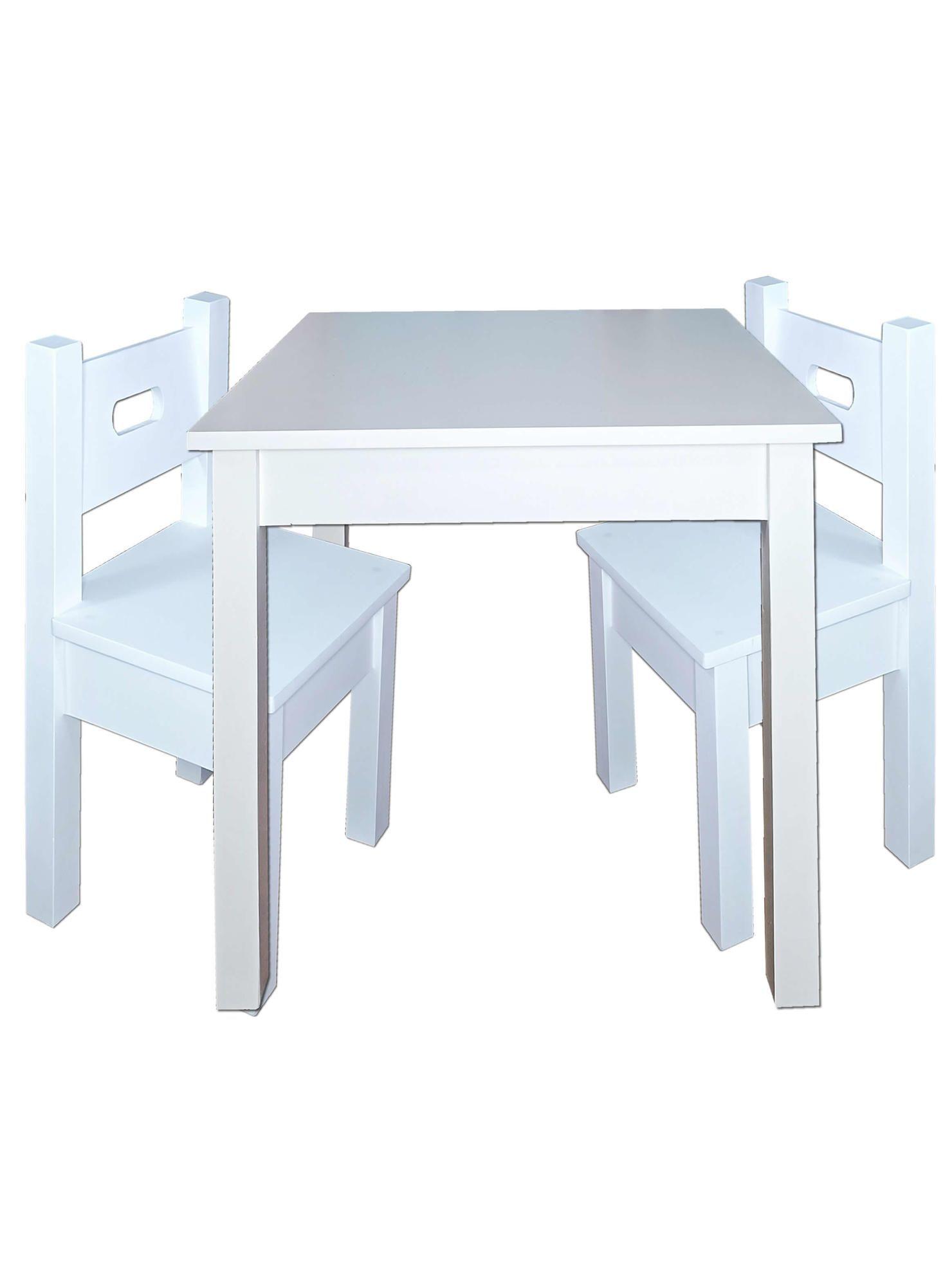 Mesa Infantil Blanca con 2 Sillas Blancas-0