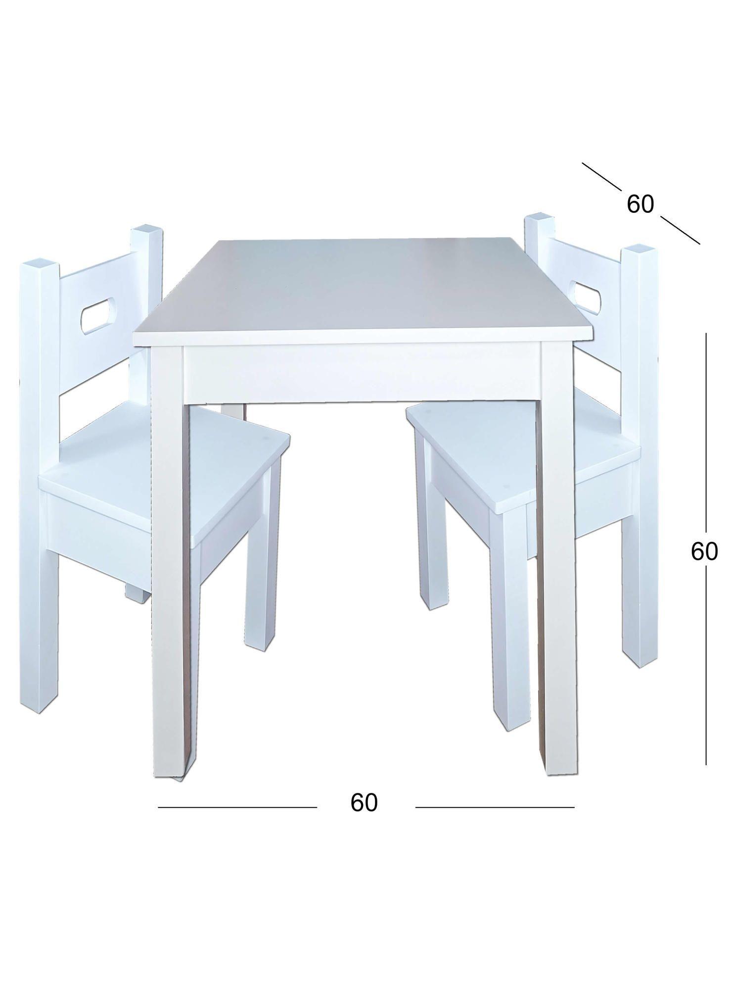 Mesa Infantil Blanca con 2 Sillas Blancas-1
