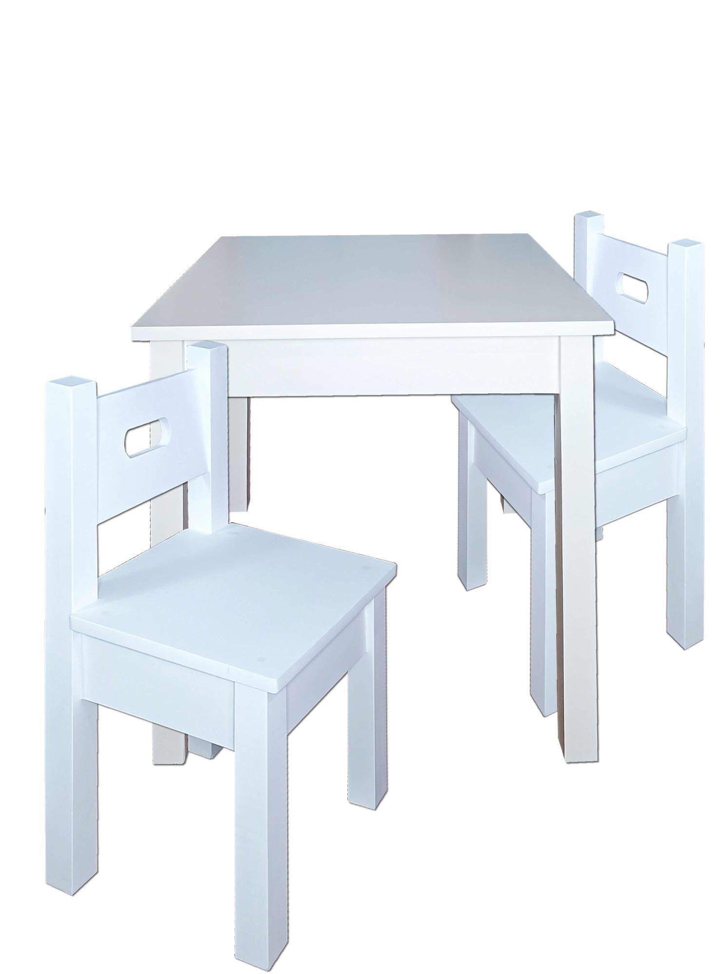 Mesa Infantil Blanca con 2 Sillas Blancas-2