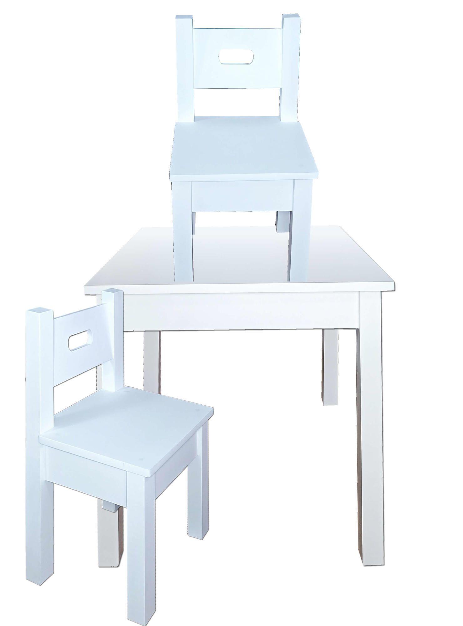 Mesa Infantil Blanca con 2 Sillas Blancas-3