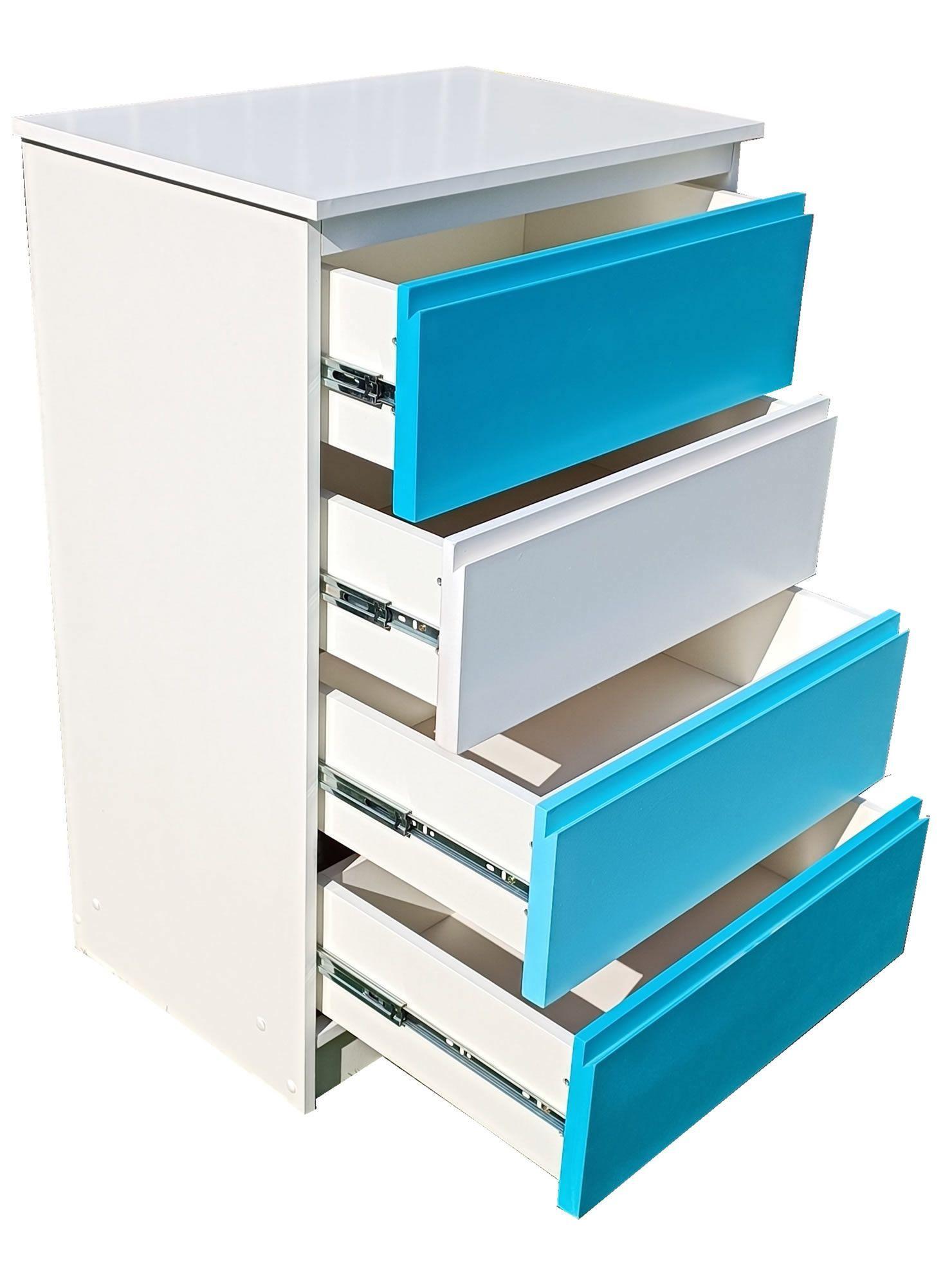 Cajonera 4 Cajones Calipso Celeste Blanco Premium-3