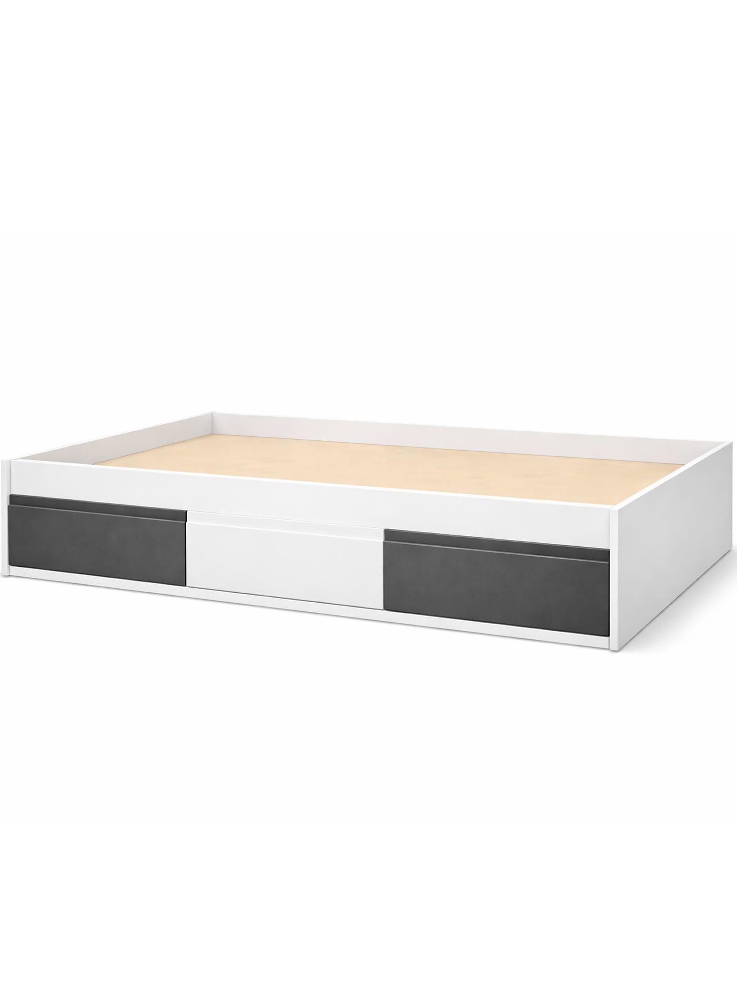 Cama Infantil Juvenil tres cajones 1 5 Plazas Linea Minimal Grafito Blanco Grafito-1