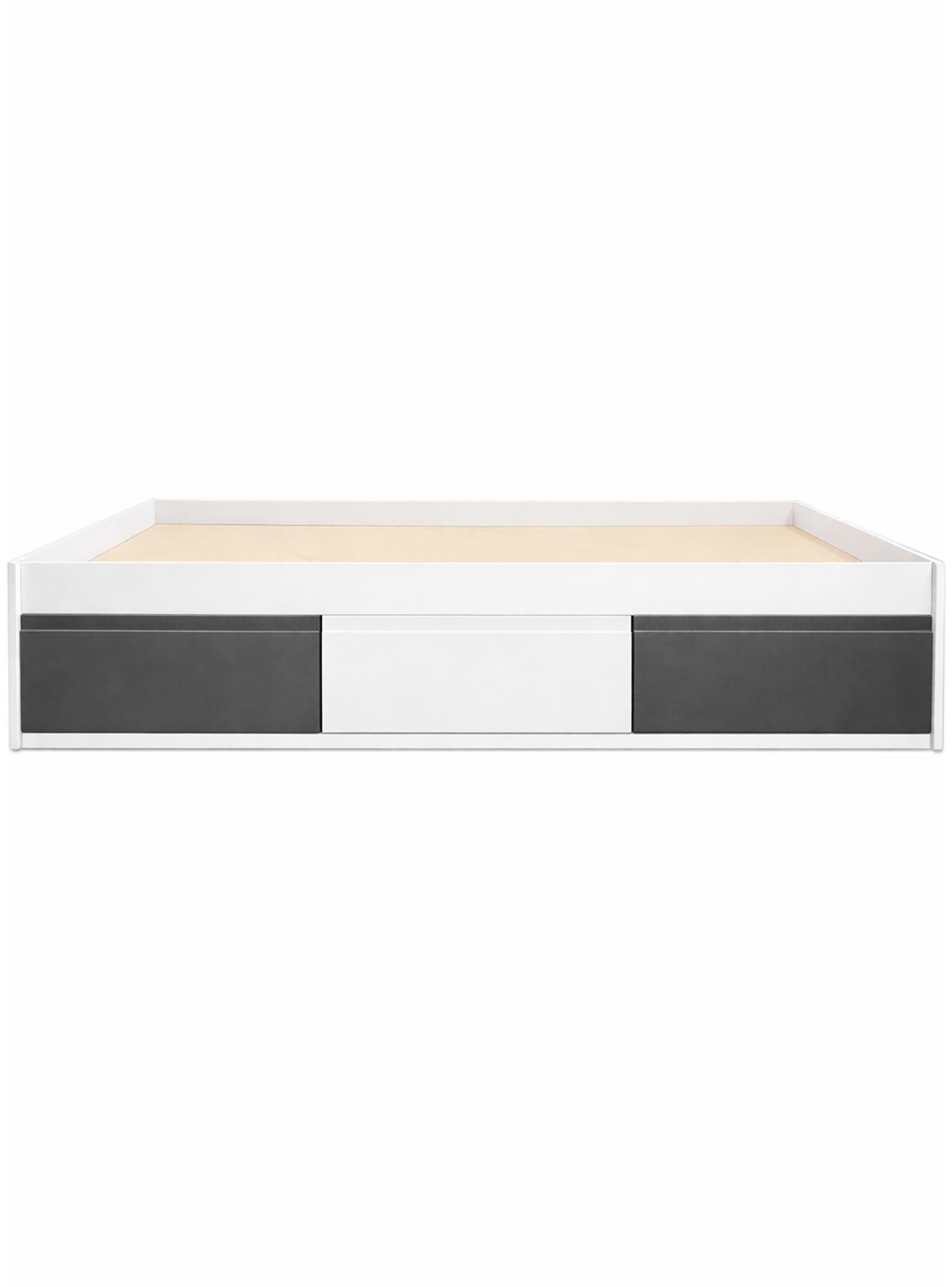 Cama Infantil Juvenil tres cajones 1 5 Plazas Linea Minimal Grafito Blanco Grafito-2