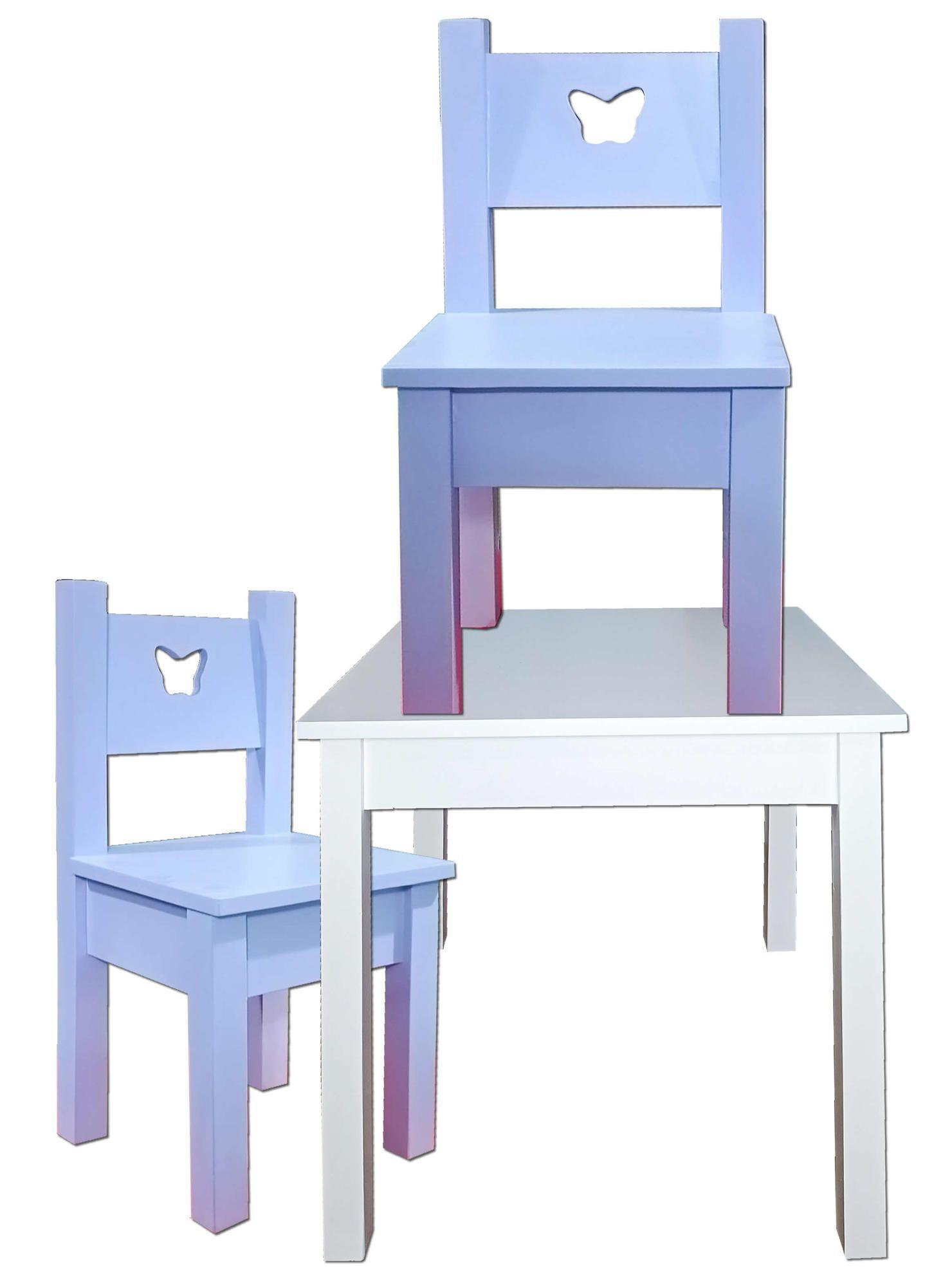 Mesa Infantil Blanca con 2 Sillas Lilas-3