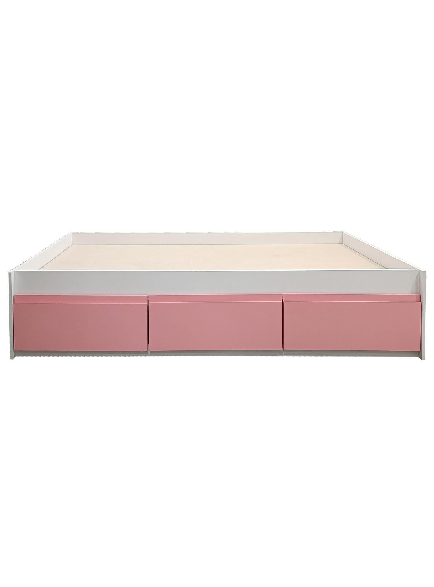 Cama con baranda Infantil Montessori 1 5 Plazas Linea Minimal 3 cajones Rosados-0
