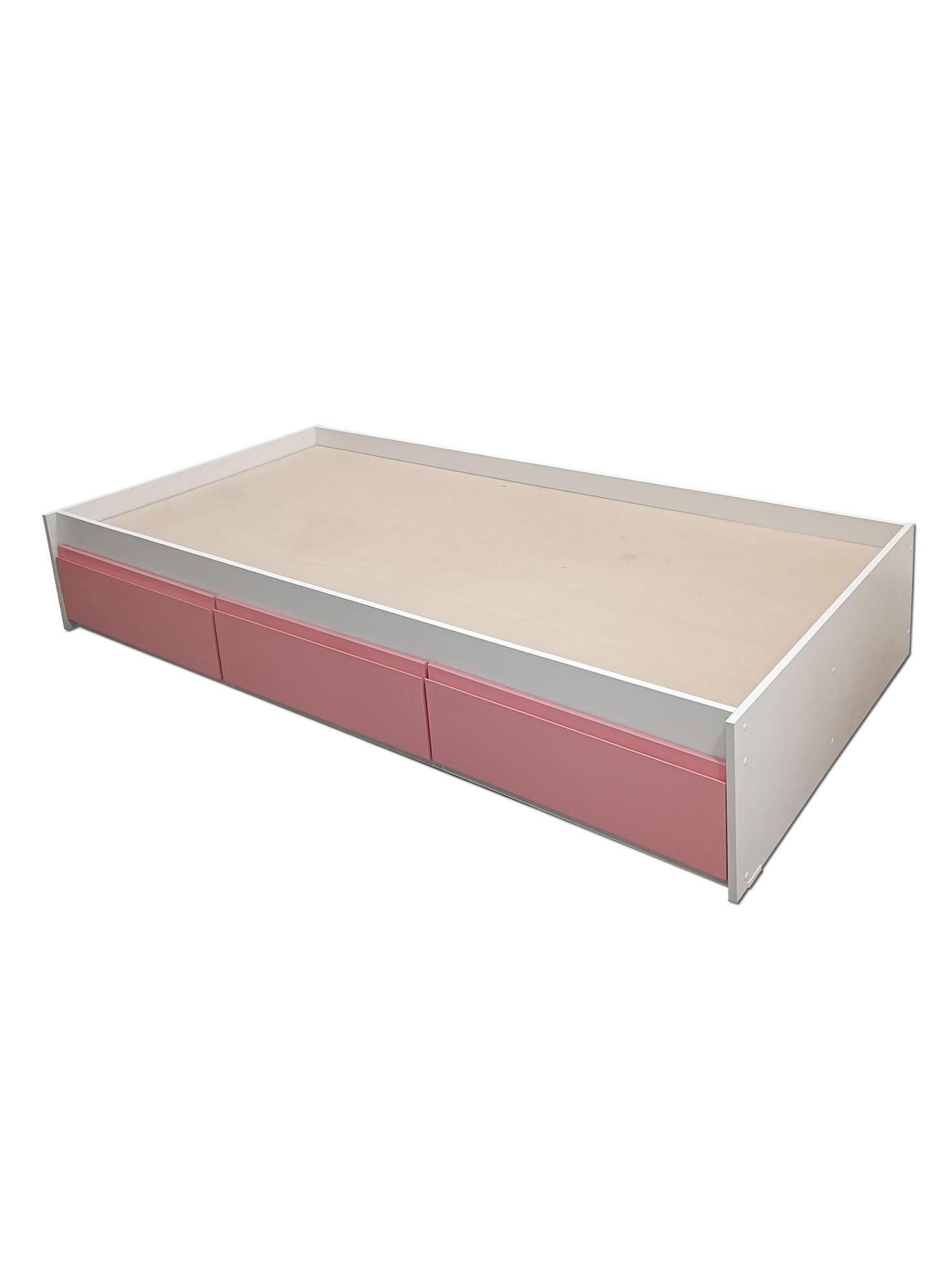 Cama con baranda Infantil Montessori 1 5 Plazas Linea Minimal 3 cajones Rosados-1