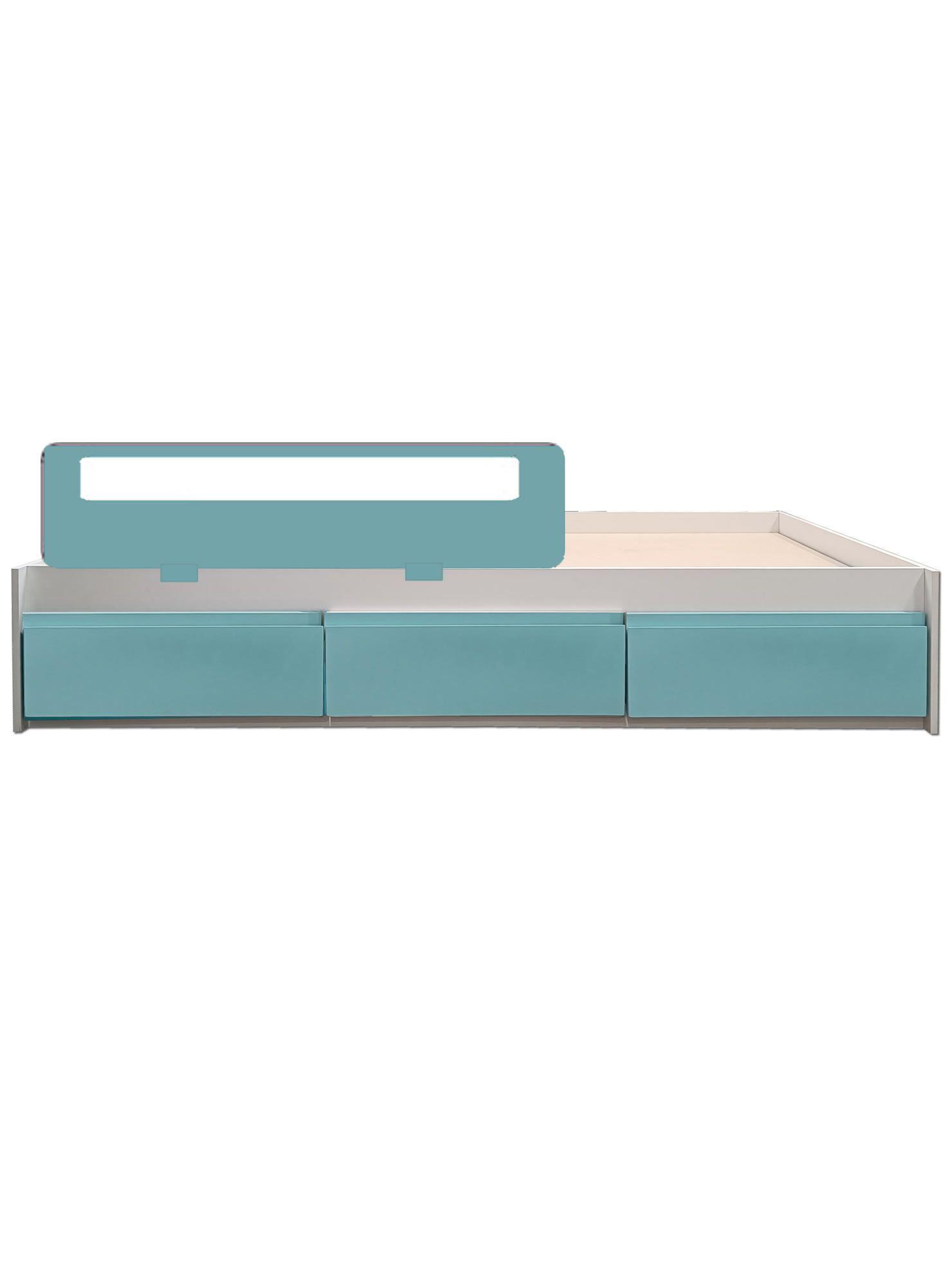 Cama con baranda Infantil Montessori tres cajones 1 5 Plazas Linea Minimal Celeste-3