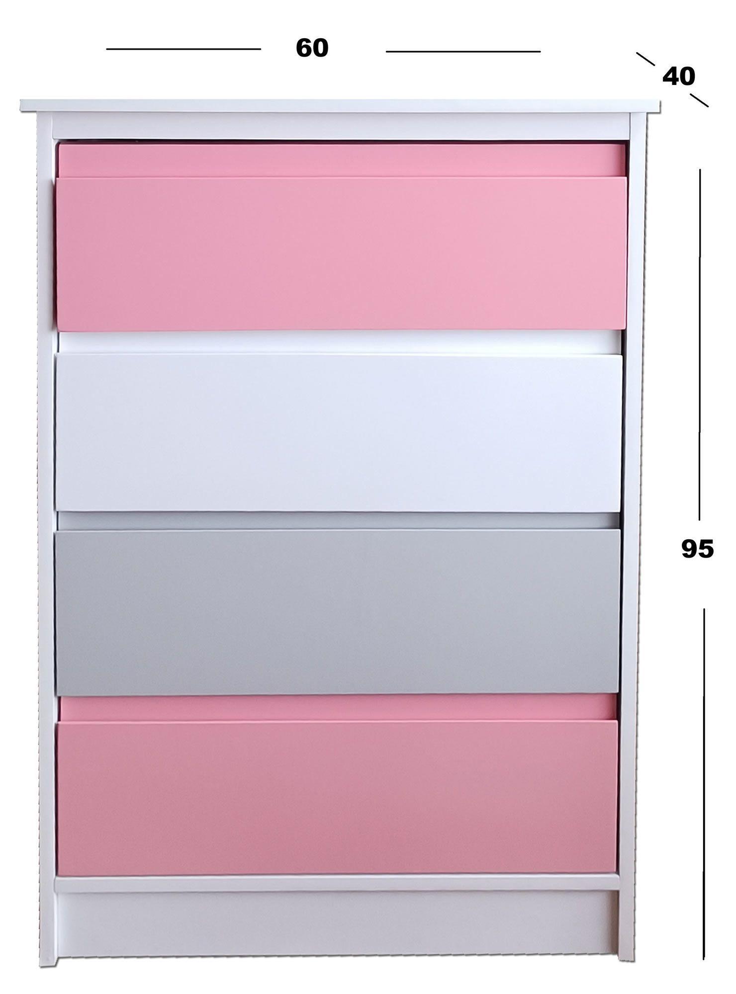 Cajonera 4 Cajones Rosado Gris-3