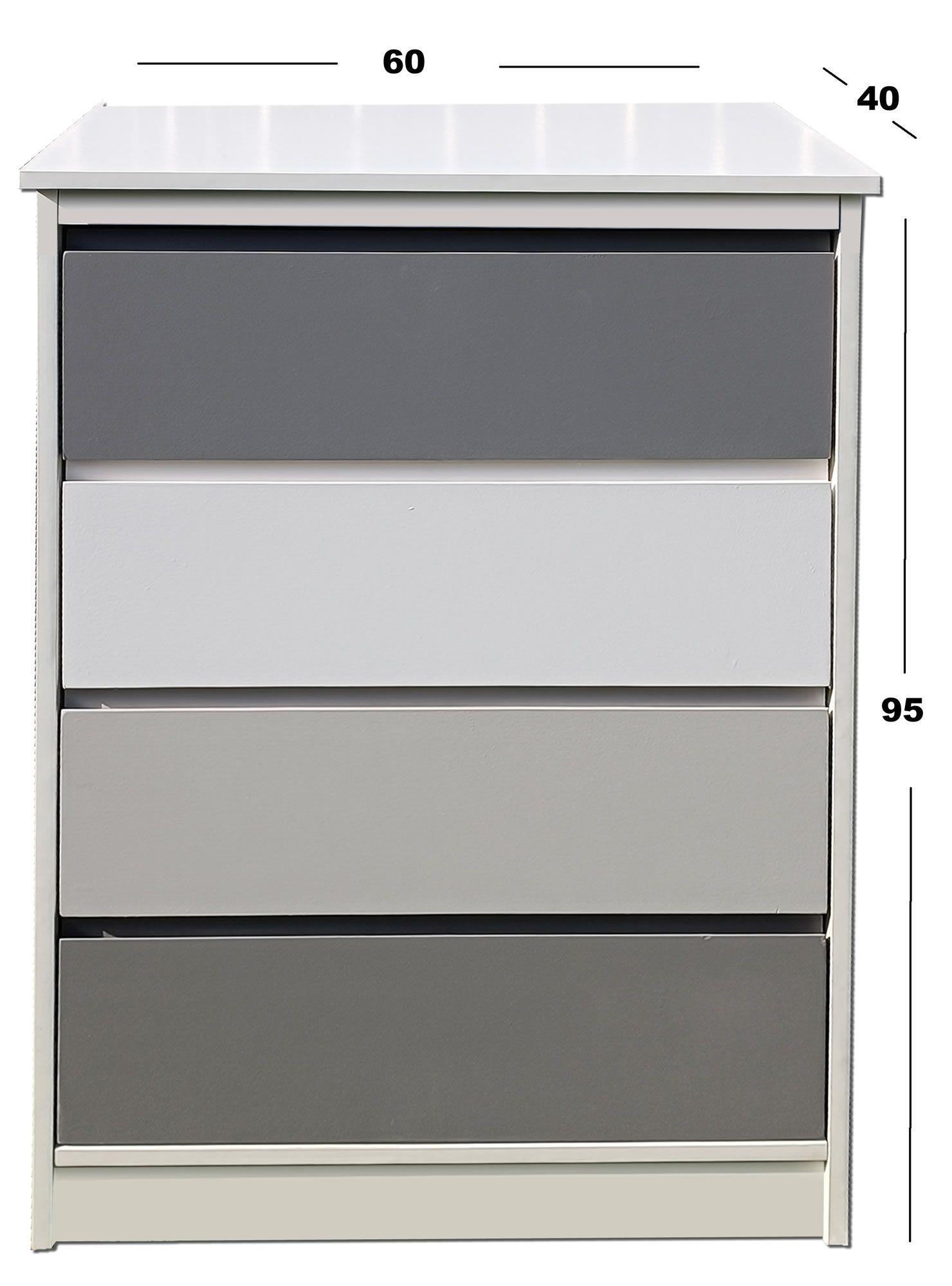 Cajonera 4 Cajones Grafito Gris Blanco-3