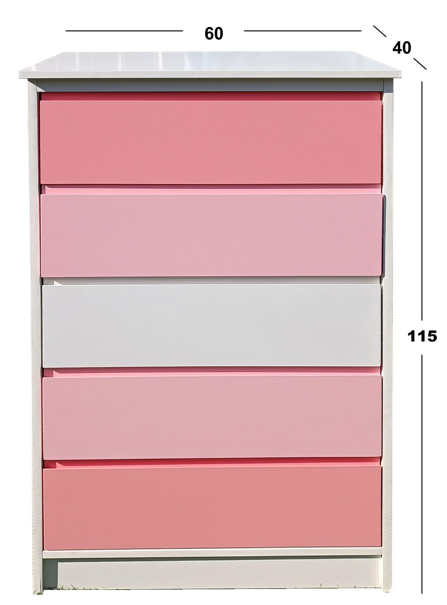 Cajonera 5 Cajones Blanca Rosado-2