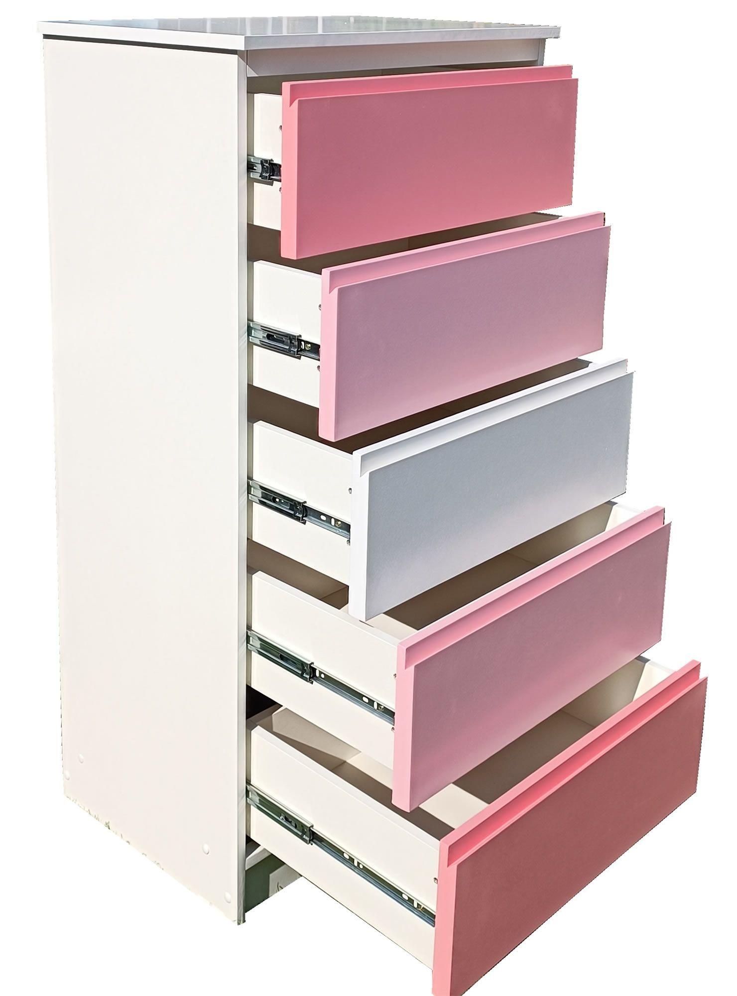 Cajonera 5 Cajones Blanca Rosado-3