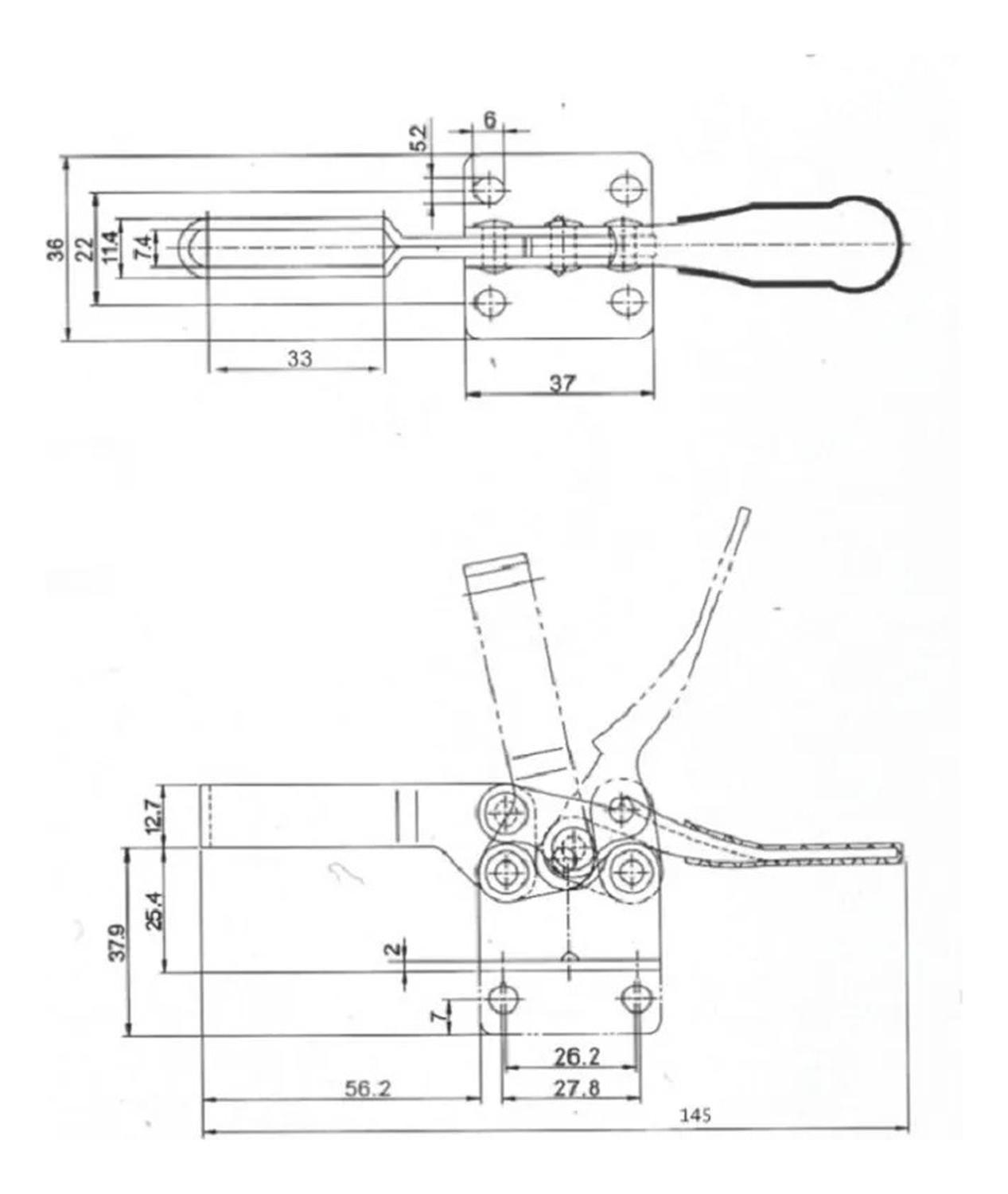 Pack 2 Clamp Presión Vertical Gh-201b 100kg Tirador Rápido-3