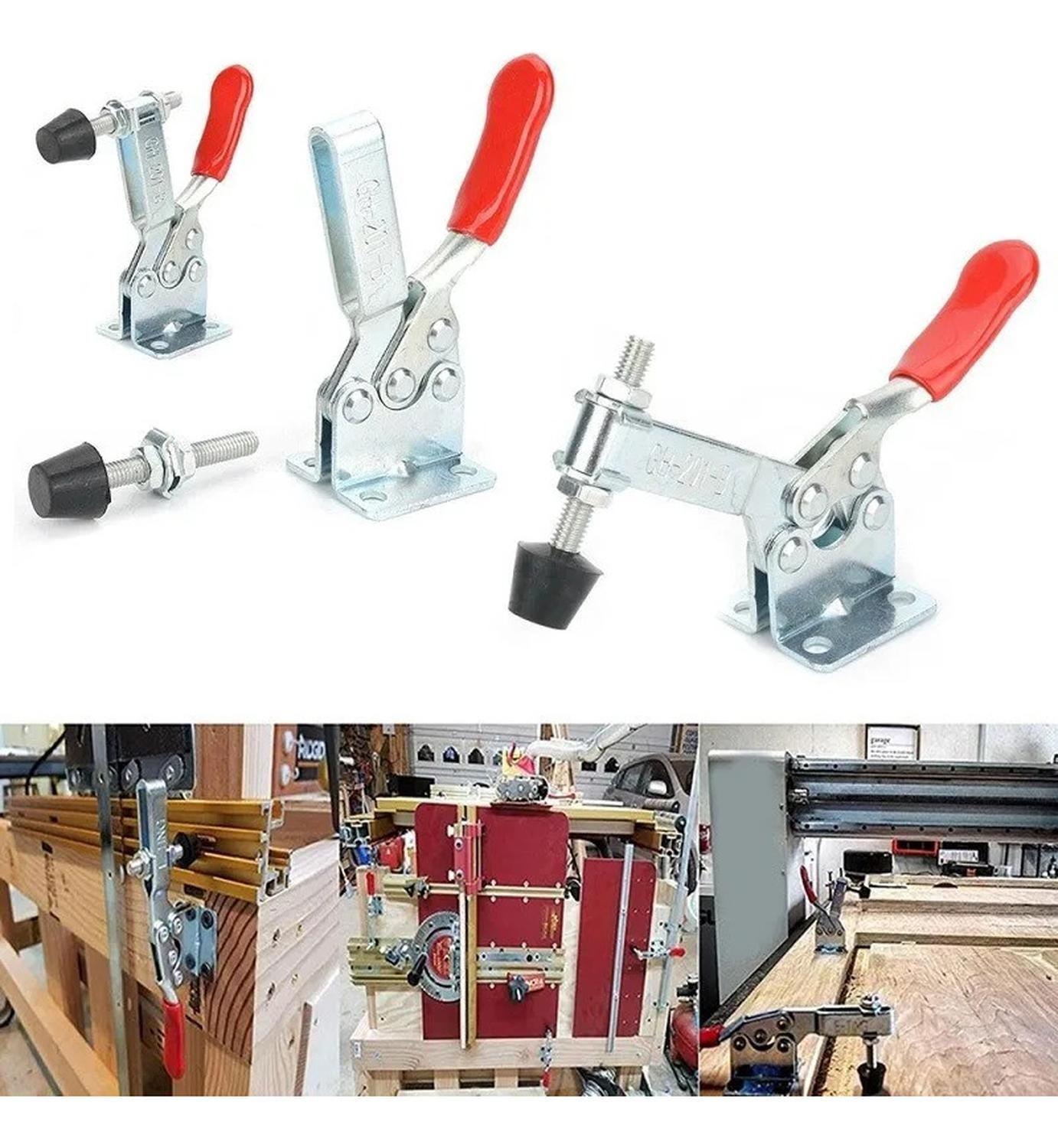 Pack 2 Clamp Presión Vertical Gh-201b 100kg Tirador Rápido-5