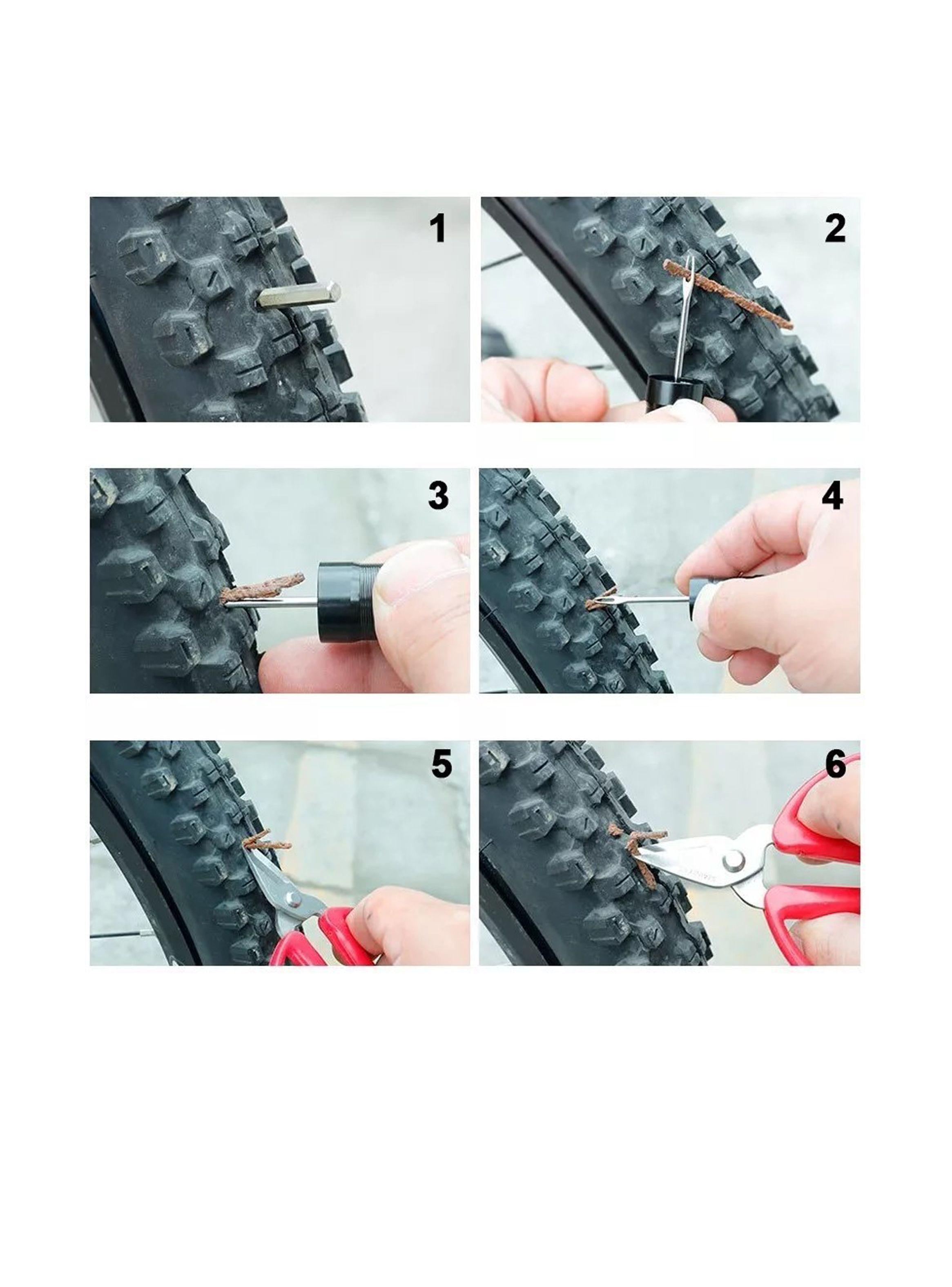 Kit 5 Mechas Gruesas 6mm Reparación De Neumáticos Tubeless-4