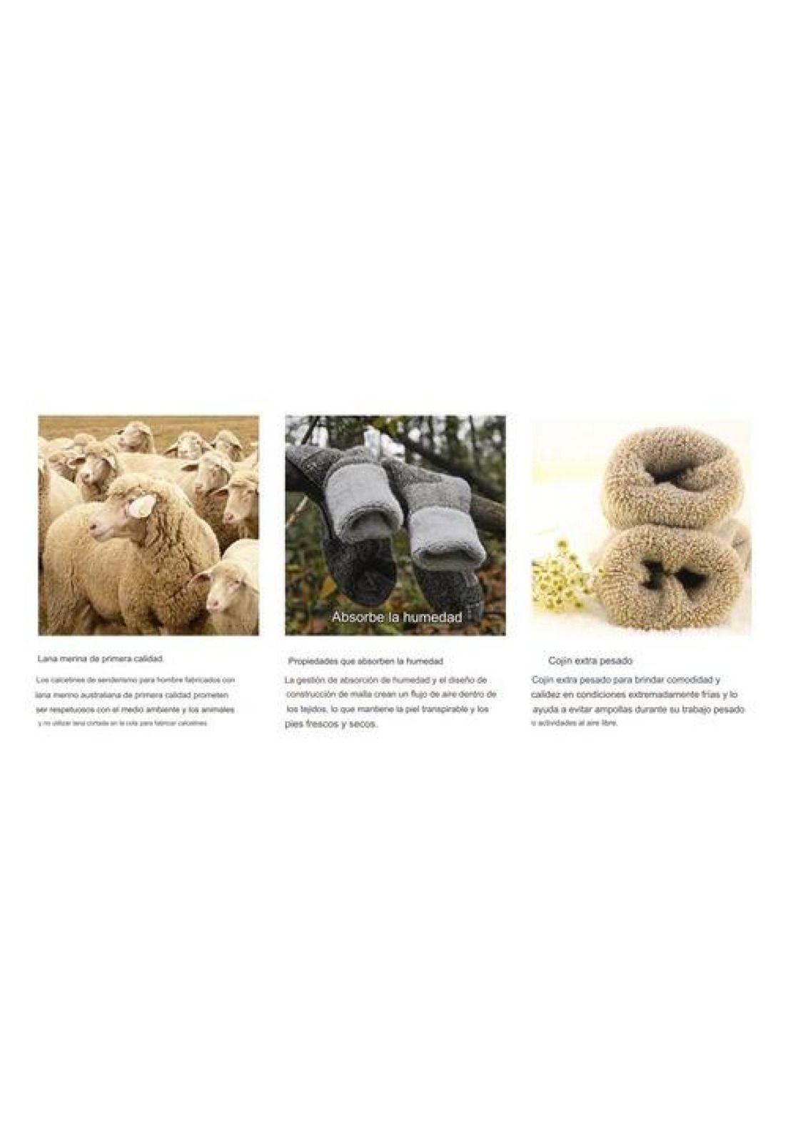 Calcetas 80% Lana Oveja Merino Hombre Mujer Frío Invierno-4