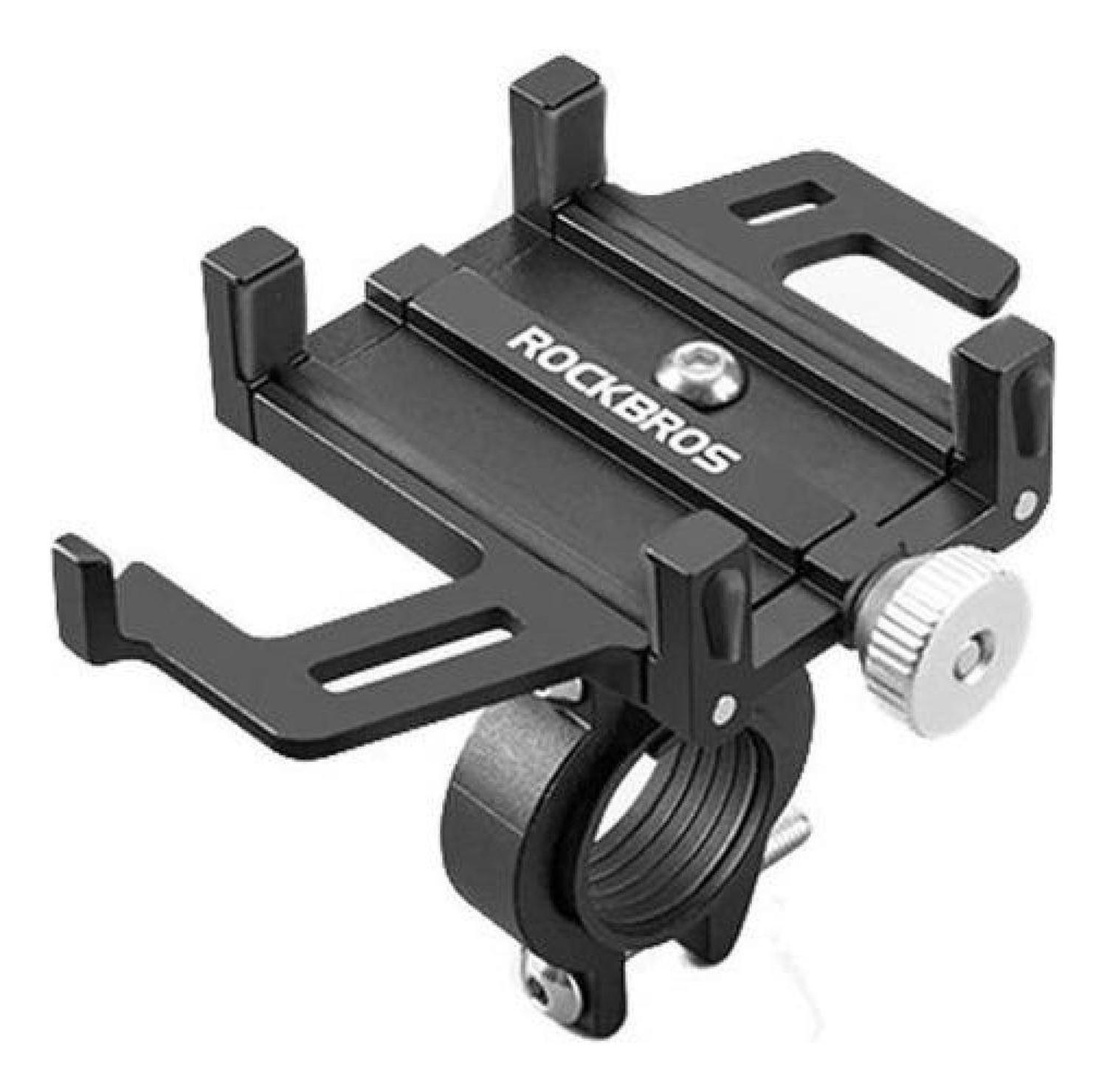 Soporte Celular Rockbros Aluminio 5 Puntos Agarre Moto Bici Negro-0