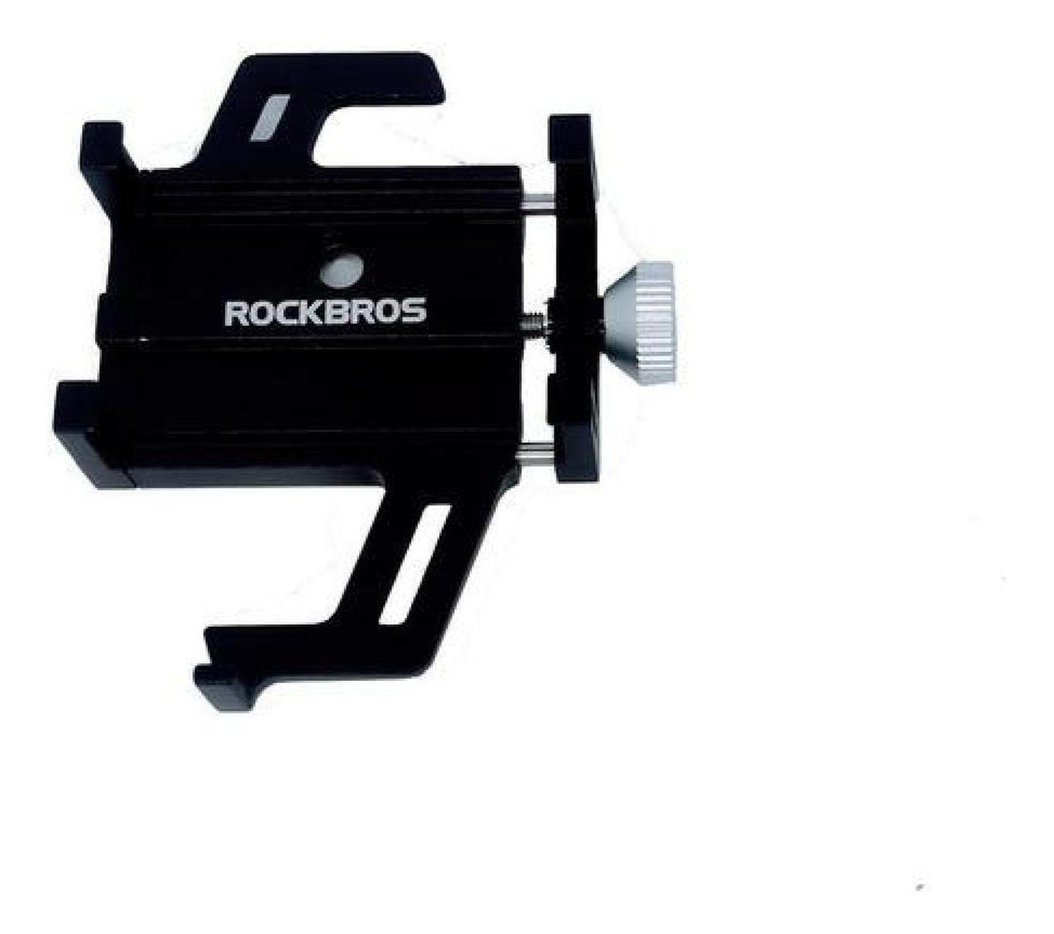 Soporte Celular Rockbros Aluminio 5 Puntos Agarre Moto Bici Negro-1