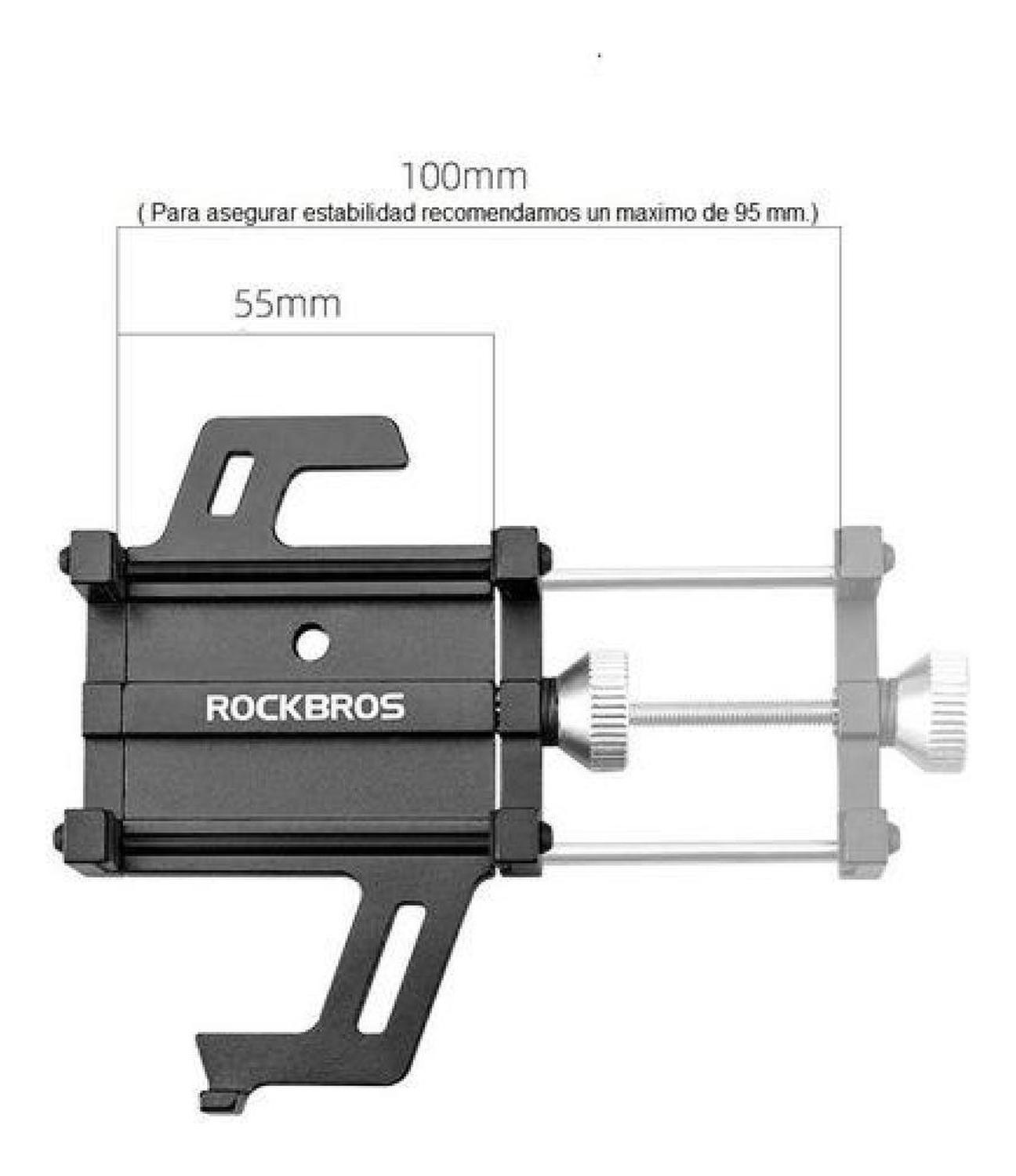 Soporte Celular Rockbros Aluminio 5 Puntos Agarre Moto Bici Negro-3