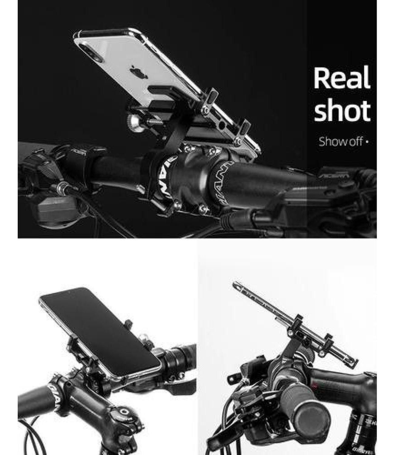 Soporte Celular Rockbros Aluminio 5 Puntos Agarre Moto Bici Negro-5