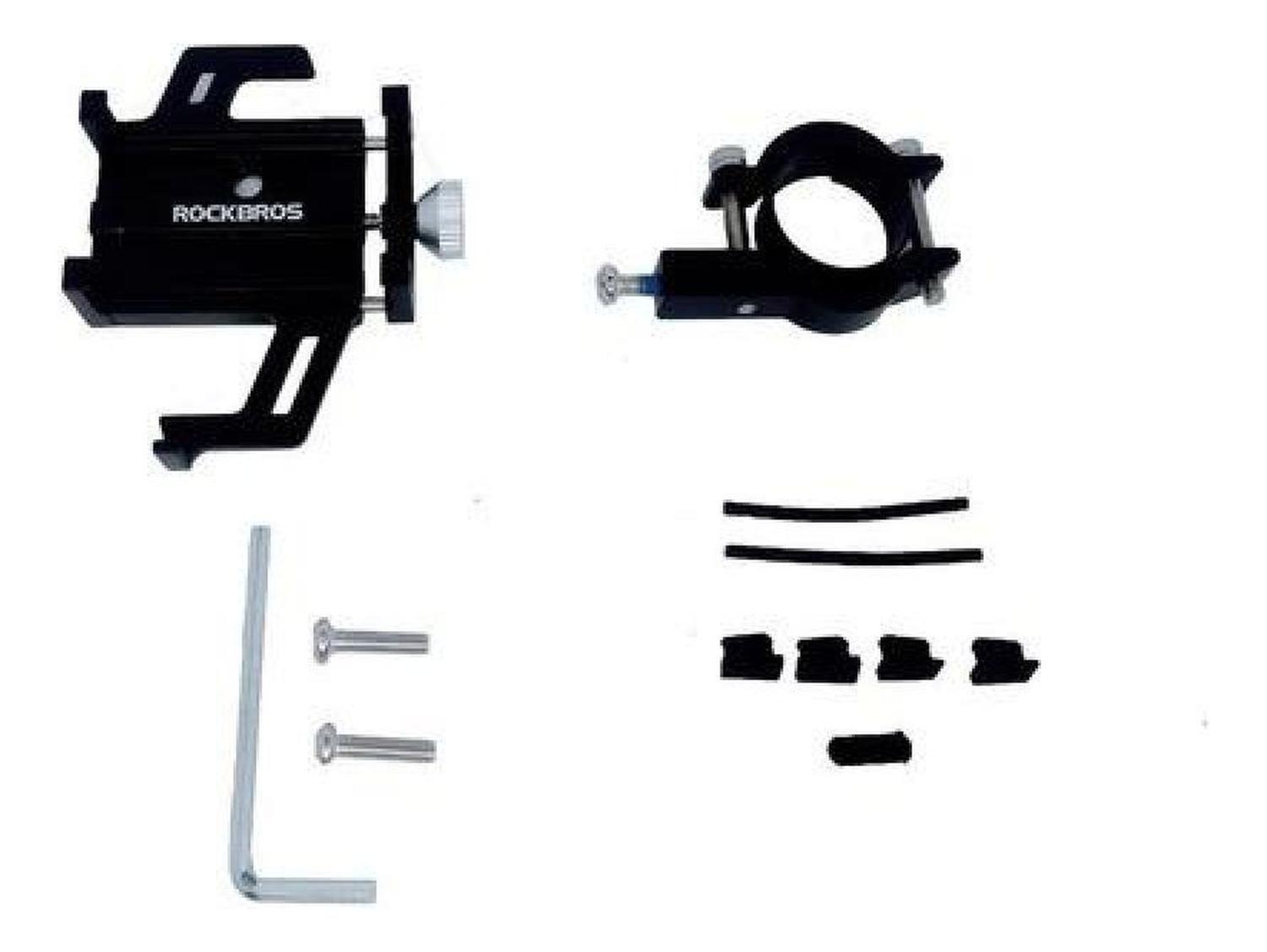 Soporte Celular Rockbros Aluminio 5 Puntos Agarre Moto Bici Negro-8