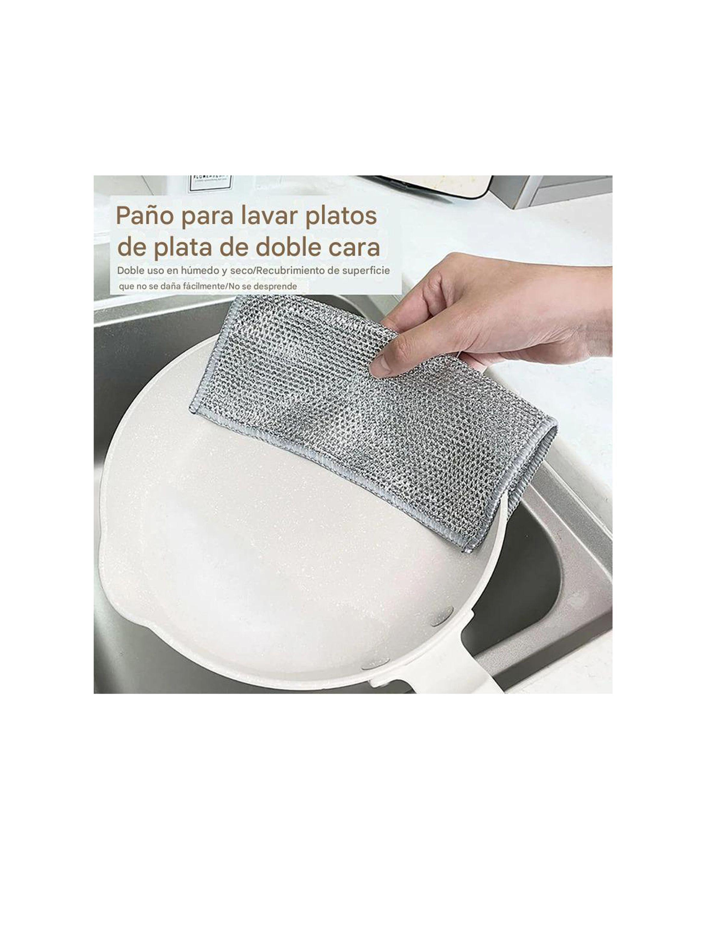 Paño Fibra Metálica Limpieza Reutilizable Cocina 30x30cm-3