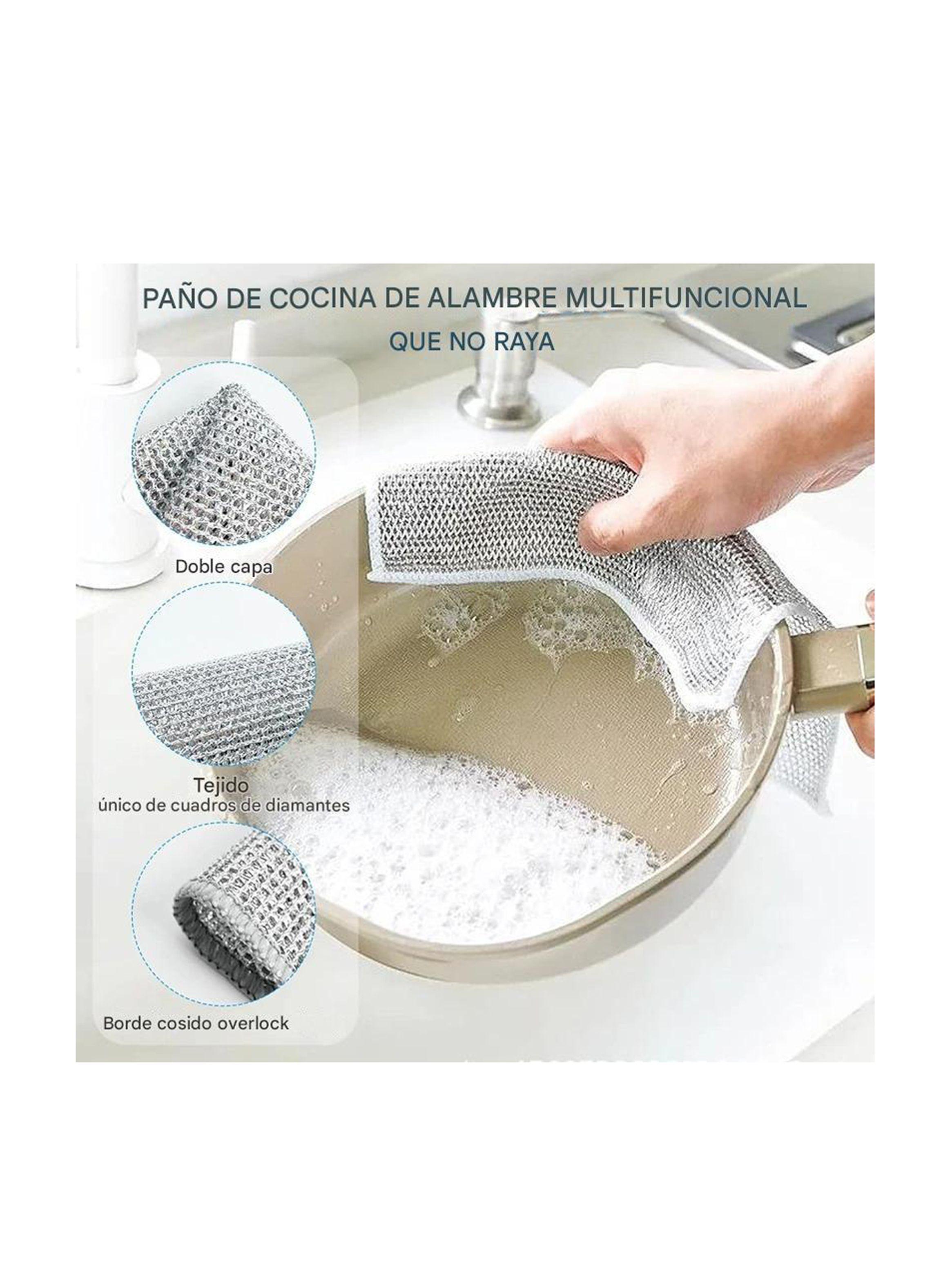 Paño Fibra Metálica Limpieza Reutilizable Cocina 30x30cm-4