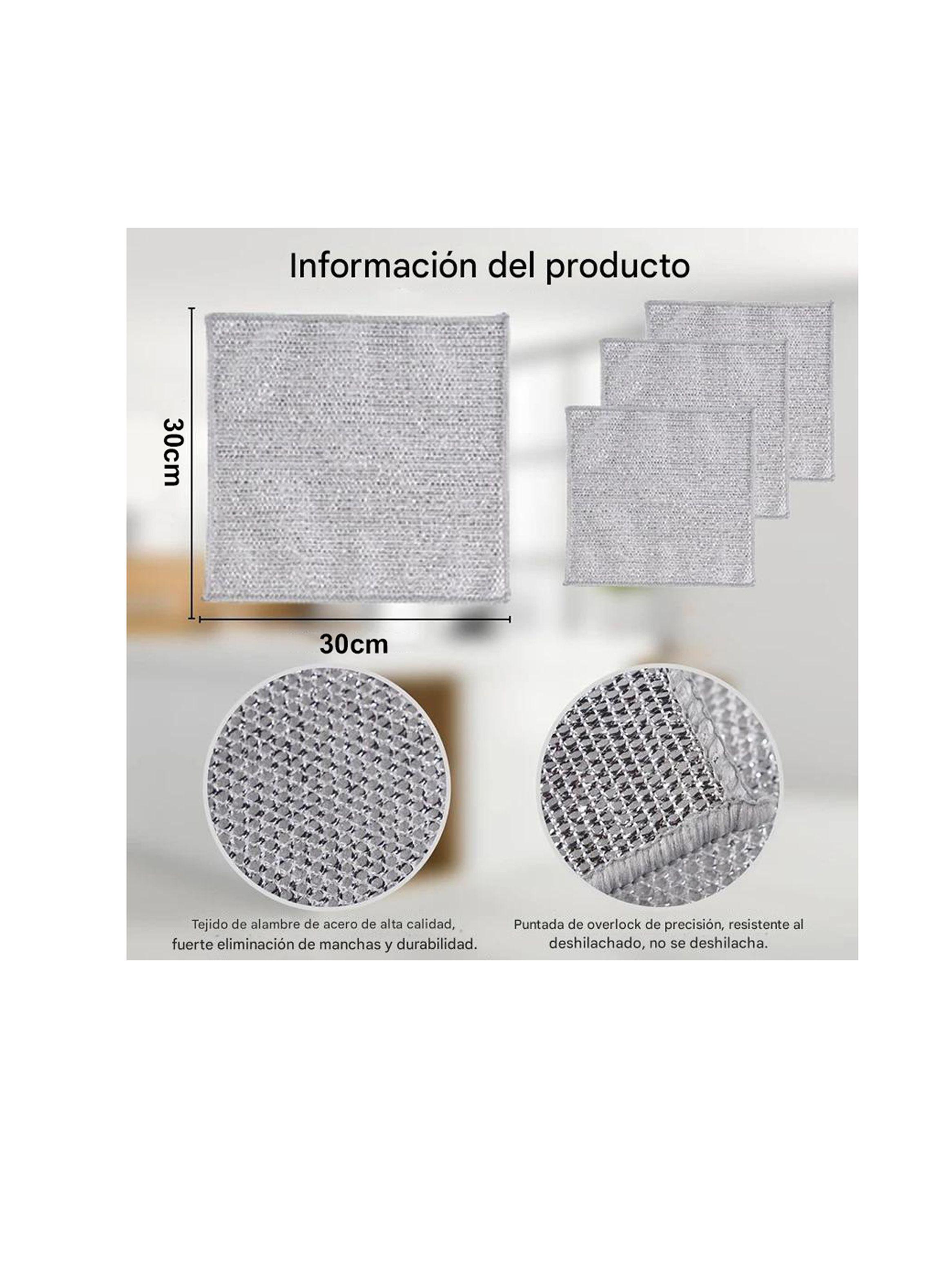 Paño Fibra Metálica Limpieza Reutilizable Cocina 30x30cm-7