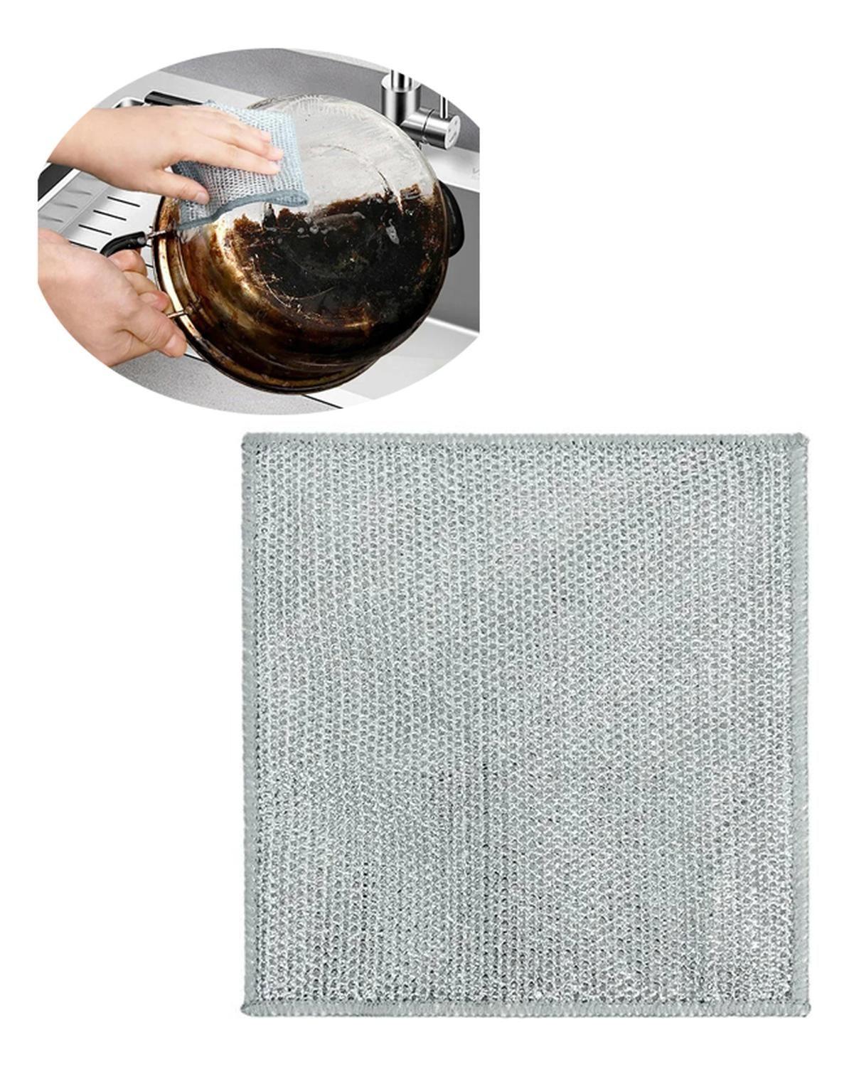 Paño Fibra Metálica Limpieza Reutilizable Cocina 30x30cm - Metalico - Fibra Acero Inoxidable-0