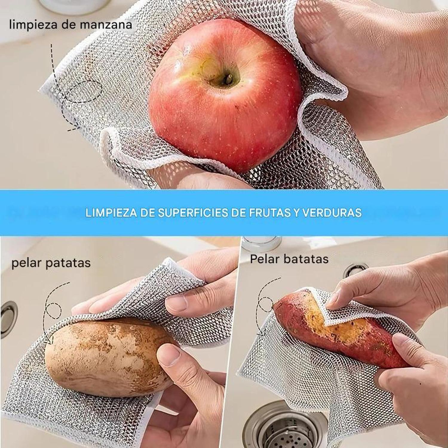 Paño Fibra Metálica Limpieza Reutilizable Cocina 30x30cm - Metalico - Fibra Acero Inoxidable-2