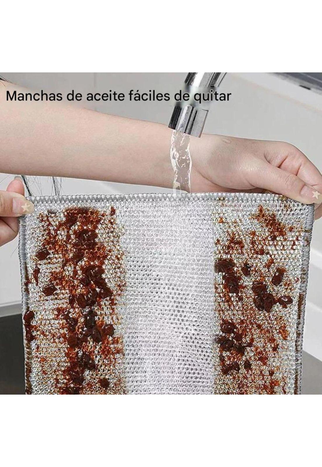 Pack 6 Paño Fibra Metálica Reusable  Limpieza Cocina 30x30cm-6