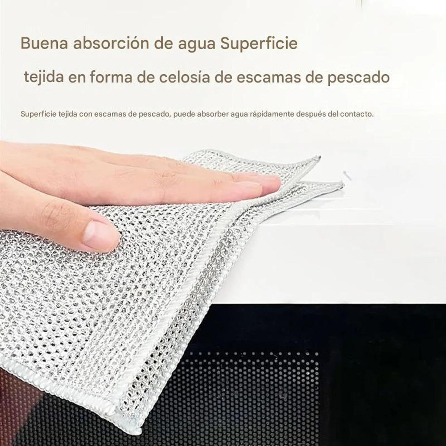 Pack 6 Paño Fibra Metálica Reusable Limpieza Cocina 30x30cm Gris-8