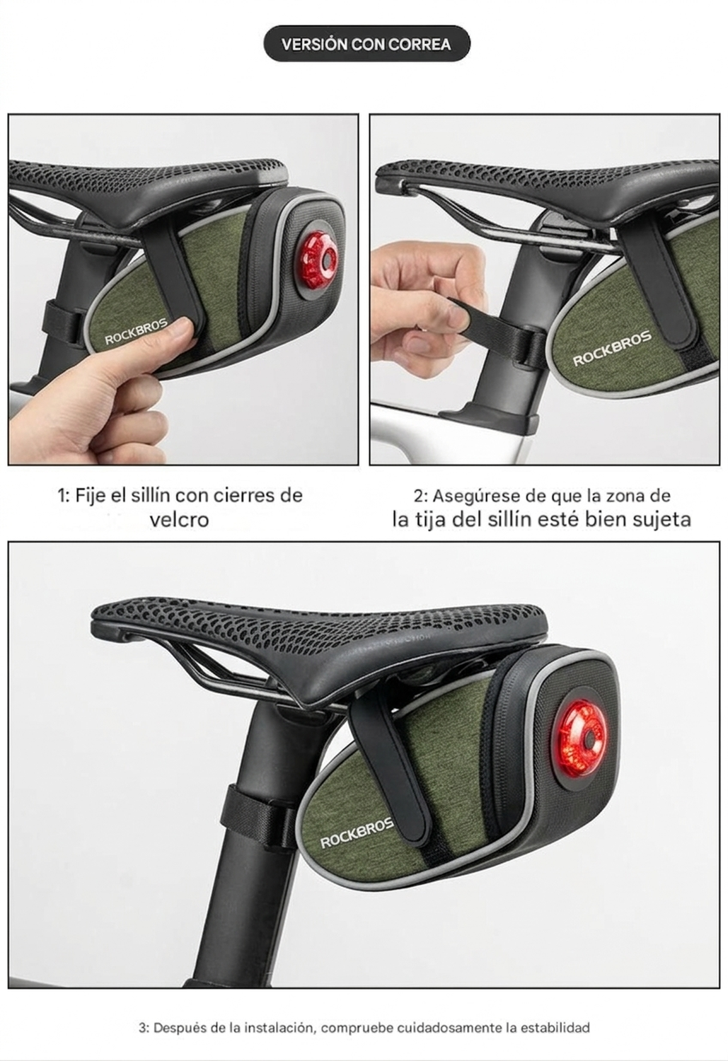 Bolso Asiento Sillín Bicicleta Rockbros Reflectante-3