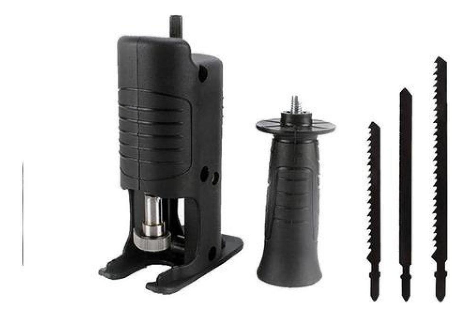 Adaptador De Sierra Para Taladro + 3 Hojas Madera Metal Pvc-1