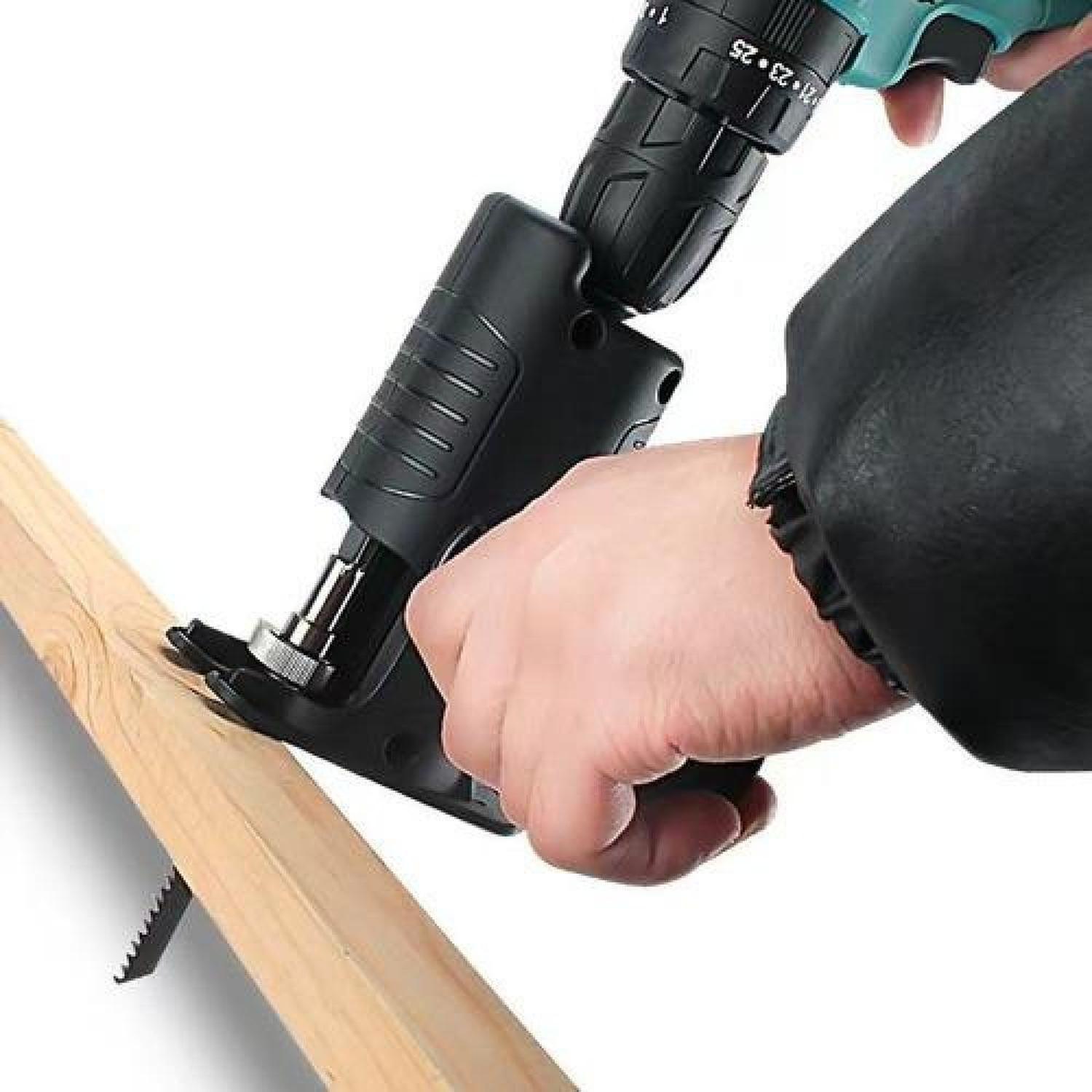 Adaptador De Sierra Para Taladro + 3 Hojas Madera Metal Pvc-2