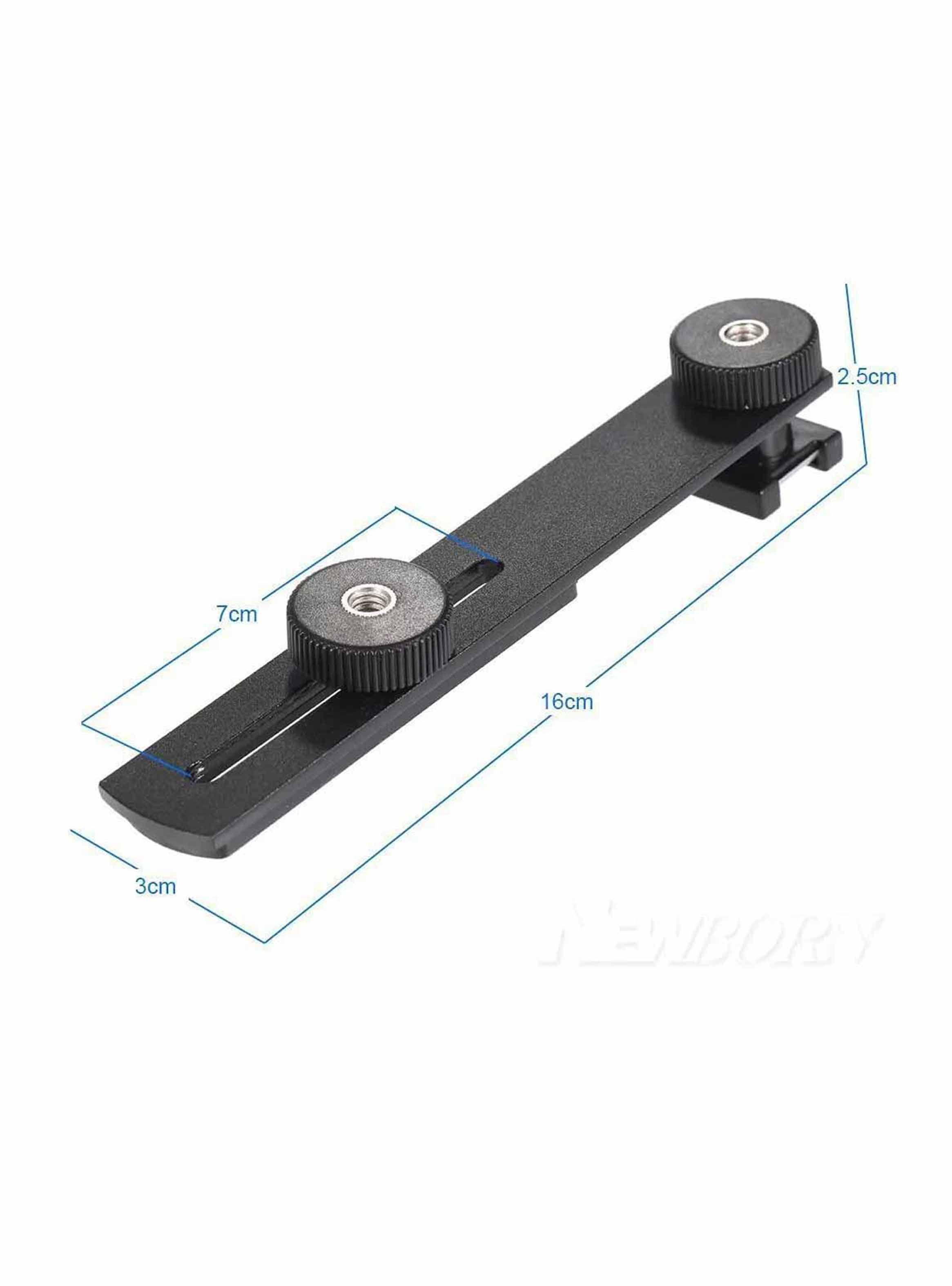 Placa Universal Doble Zapata Cámara Dslr Rosca 1/4 Micrófono-3