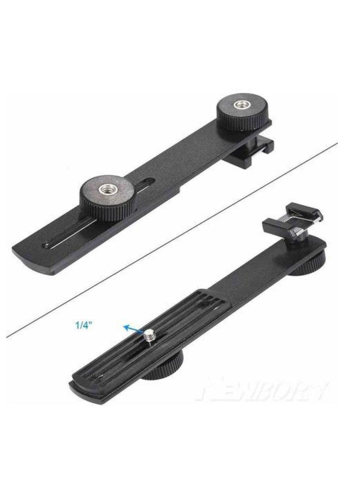 Placa Universal Doble Zapata Cámara Dslr Rosca 1/4 Micrófono-4