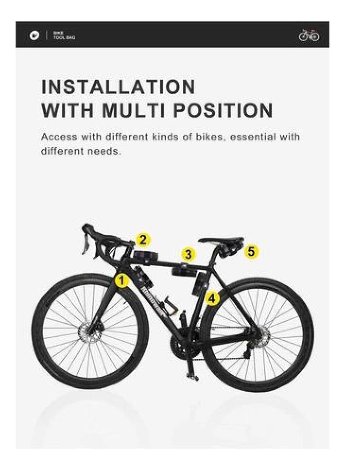 Bolso Rhinowalk Compacto, Sillín Y Marco Mtb Ruta Bicicleta Negro-6