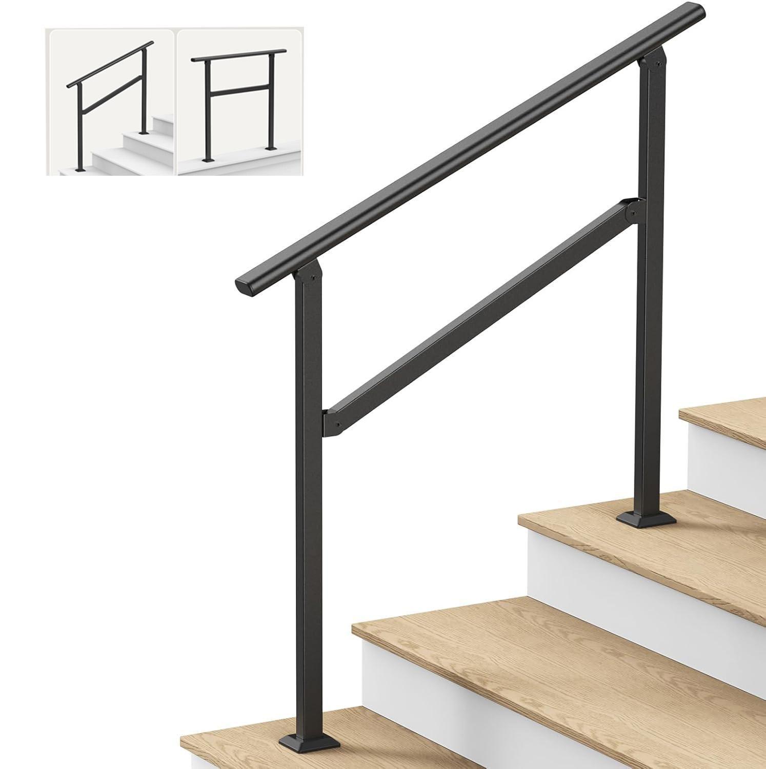 Baranda Escalera Ajustable 3 A 4 Peldaños Acero Exterior-0