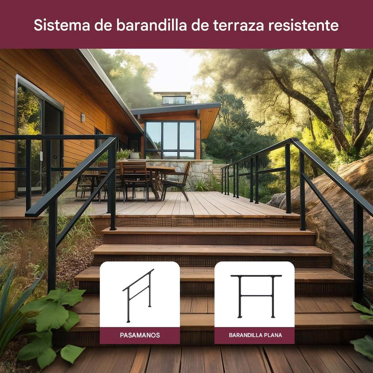 Baranda Escalera Ajustable 3 A 4 Peldaños Acero Exterior-1