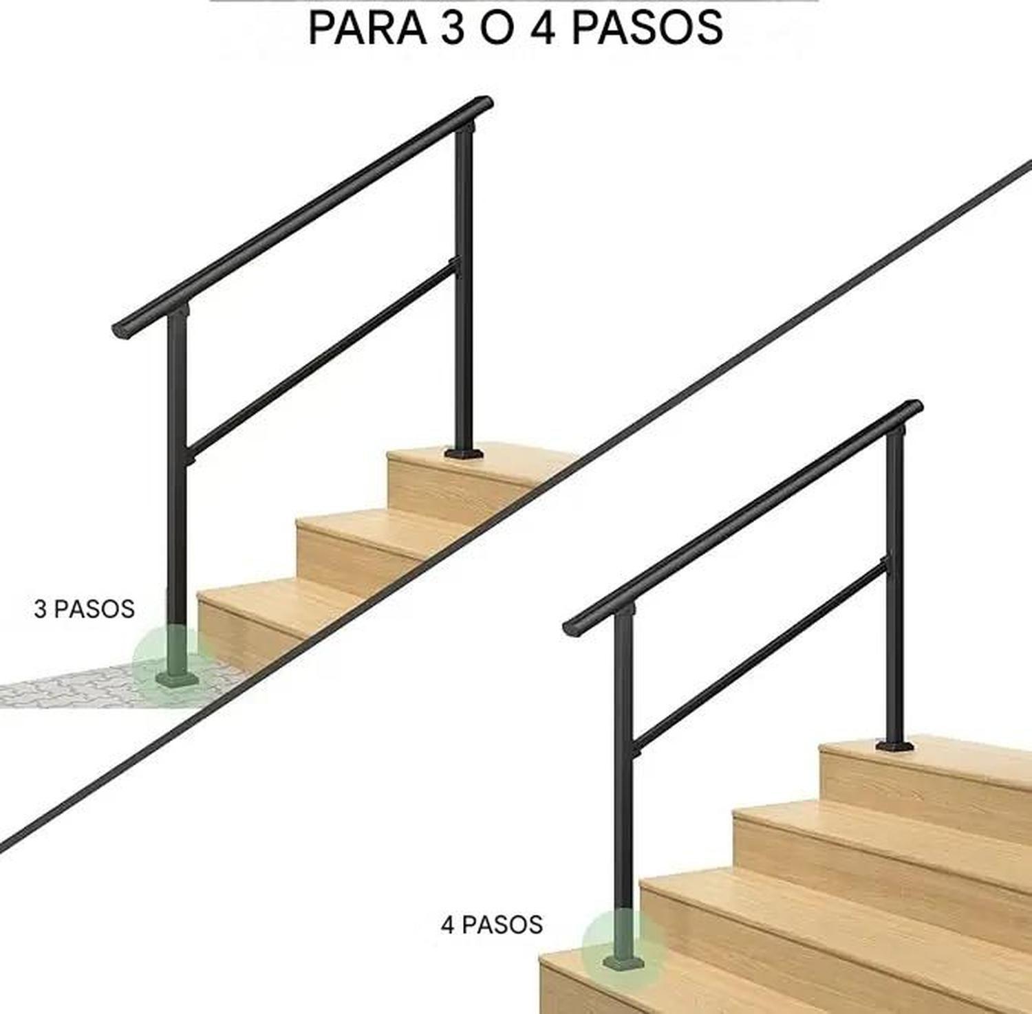 Baranda Escalera Ajustable 3 A 4 Peldaños Acero Exterior-6