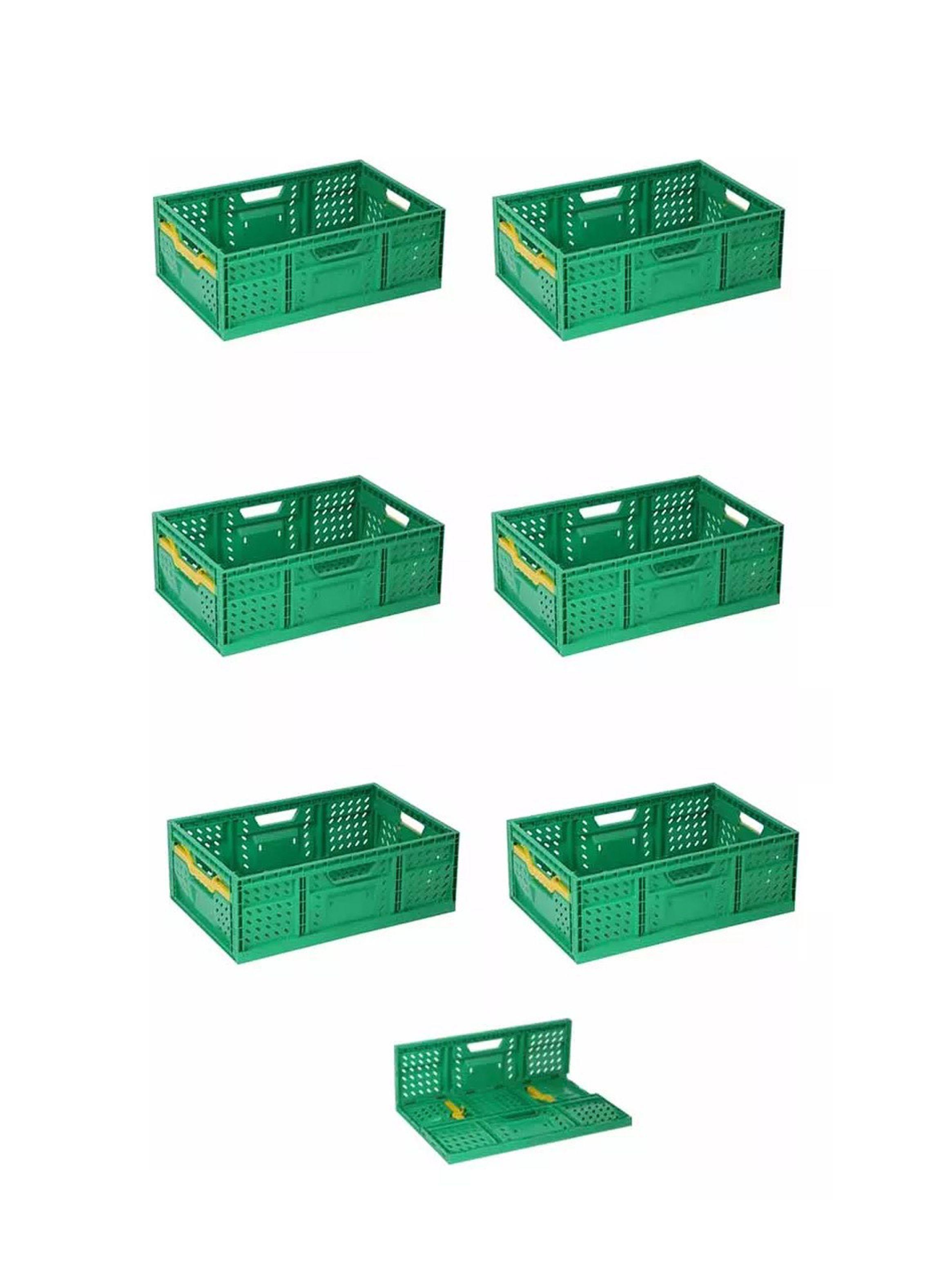 Pack 6 Caja Hortalicera Plegable Apilable 65 Lts 60x40x30 Cm-0
