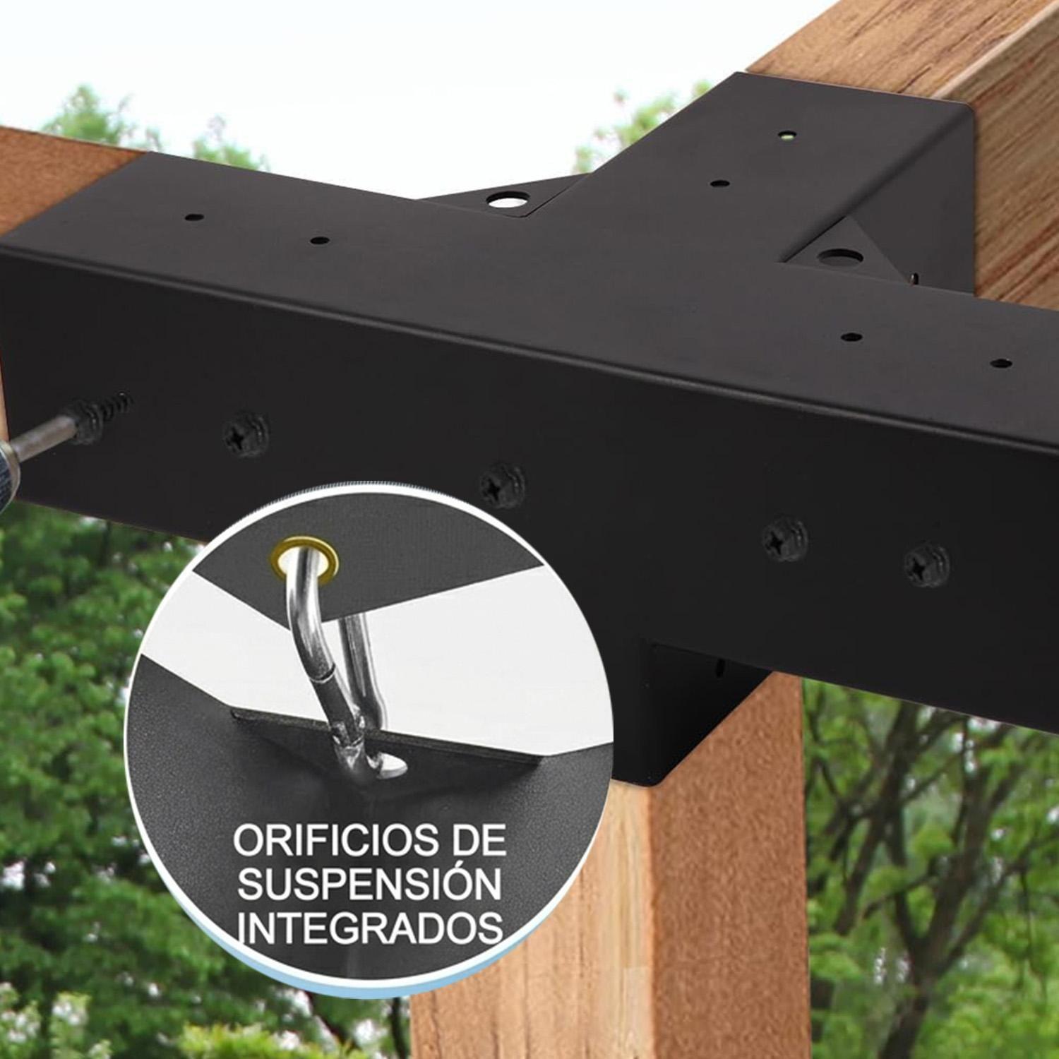 Soporte esquina Pérgola 4 Vías Acero Para Poste Madera 4x4-8