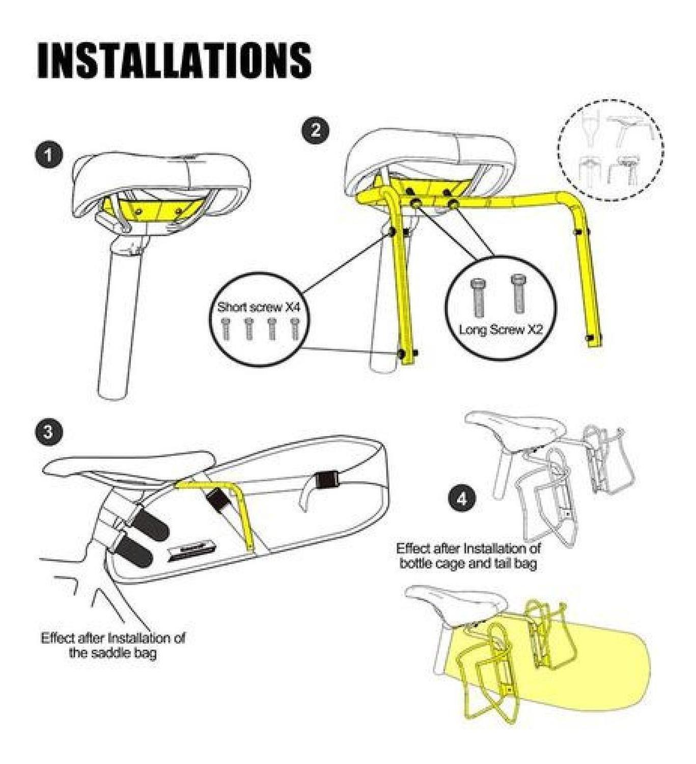 Soporte Estabilizador Trasero Sillín Bolso Bicicleta Ruta Negro-7