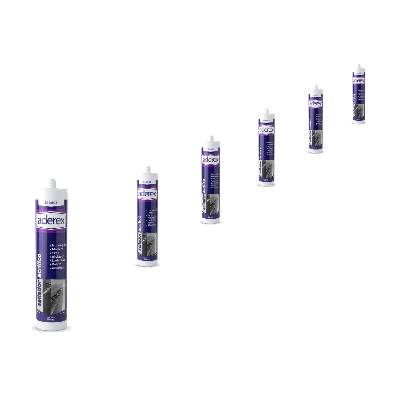 Pack 6 Aderex Sellador Acrílico Blanco 280ml Pintable-3
