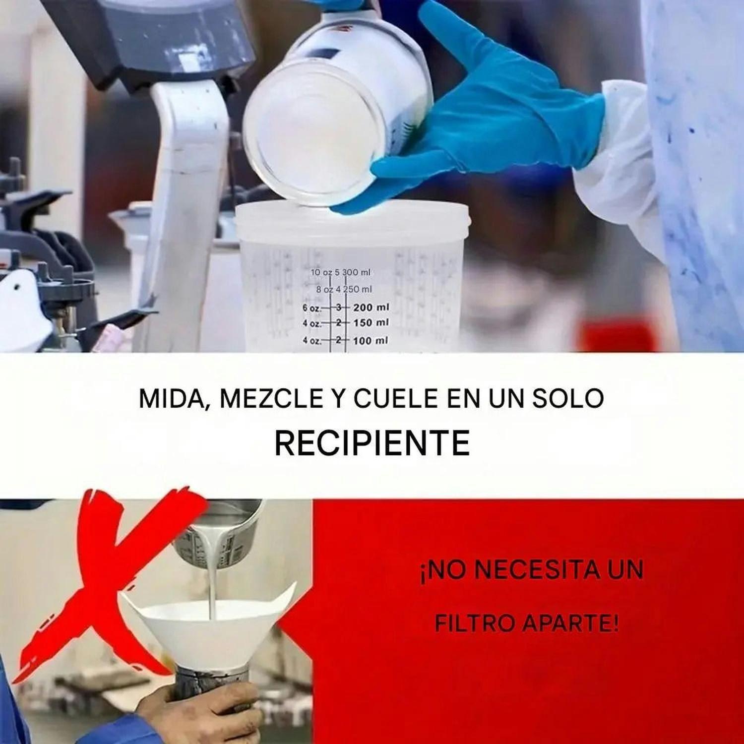 Kit 50 Vasos Mezcladores Pintura 300ml Sistema Pps Desechable-2