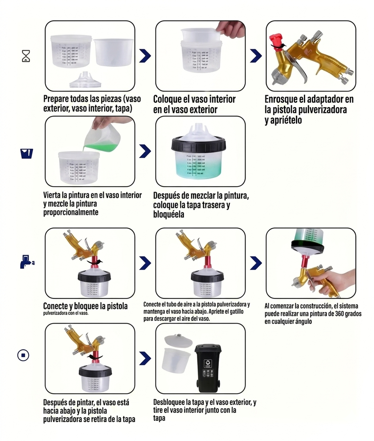 Kit 50 Vasos Mezcladores Pintura 300ml Sistema Pps Desechable-5