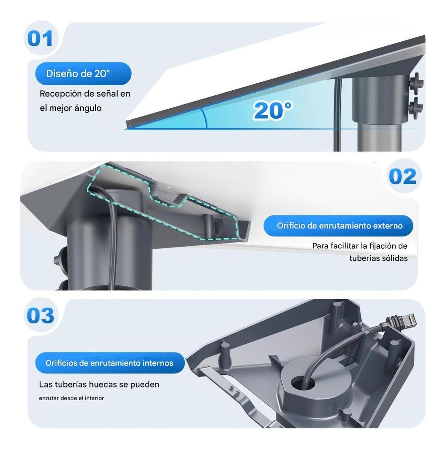 Adaptador Tubo Montaje Starlink Gen 3 Aleación Aluminio Gris-6